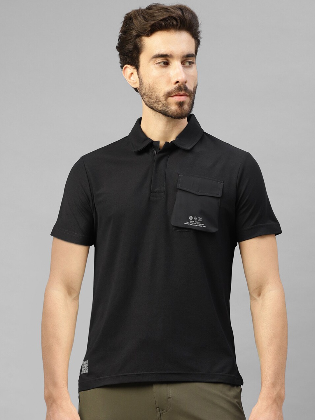 

Royal Enfield Polo Collar Pockets T-shirt, Black