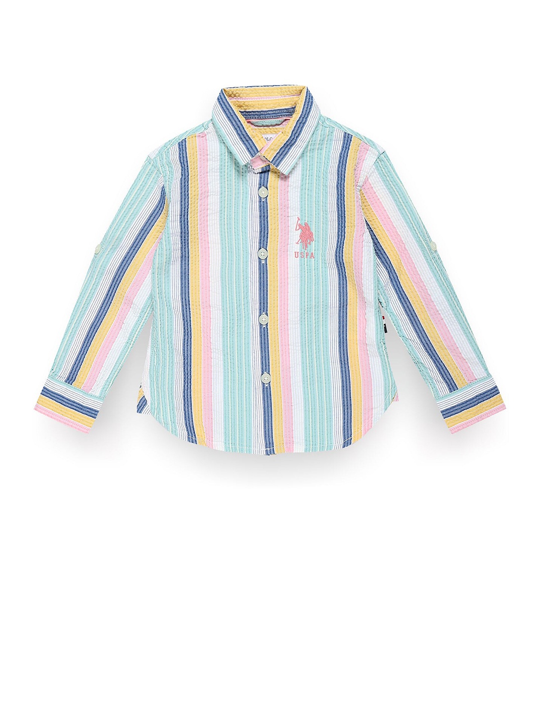 

U.S. Polo Assn. Kids Boys Classic Striped Casual Pure Cotton Shirt, Sea green