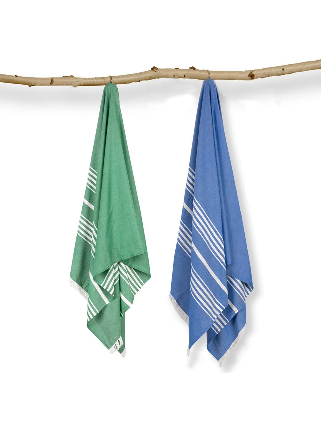 

MUSH Green & Blue 2 Pieces 250 GSM Striped Bamboo Bath Towels