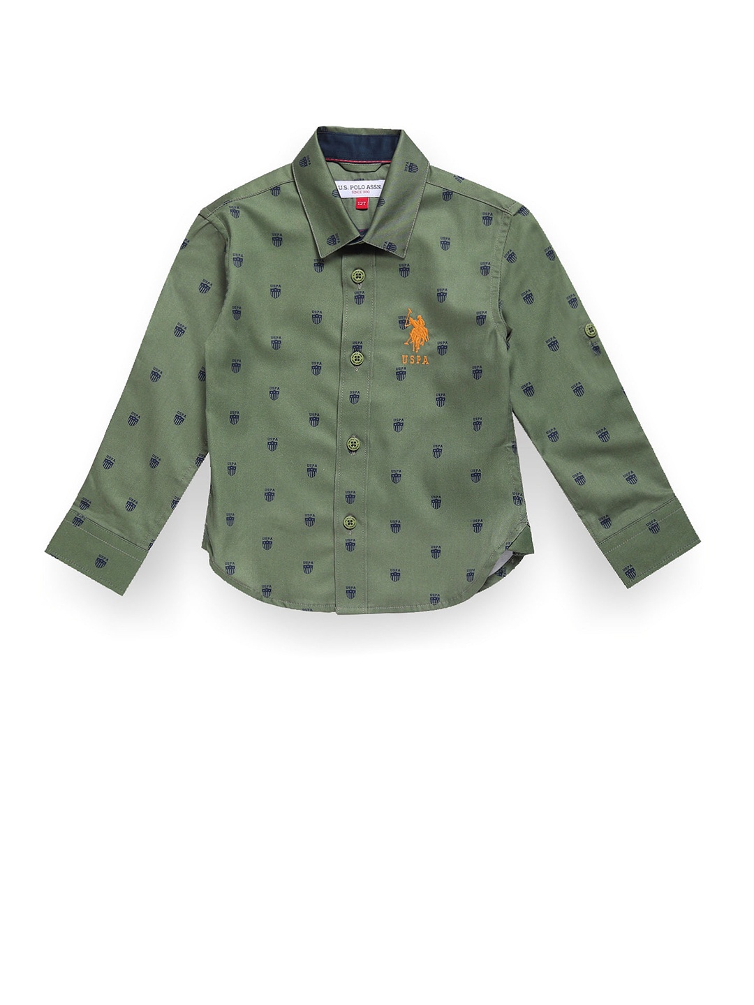 

U.S. Polo Assn. Kids Boys Classic Brand Logo Printed Pure Cotton Casual Shirt, Green
