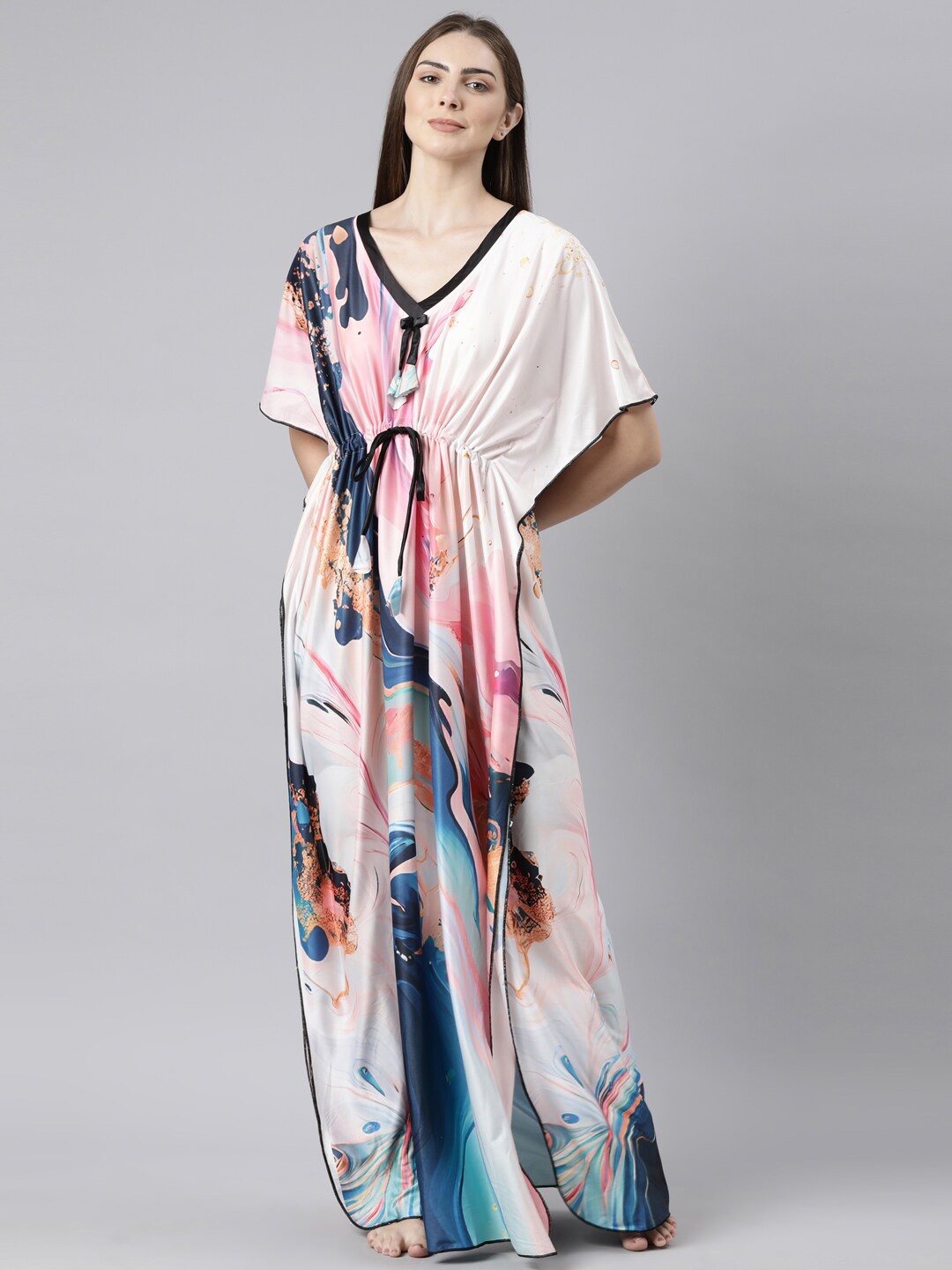 

Bailey sells Abstract Printed Satin Kaftan Maxi Nightdress, White