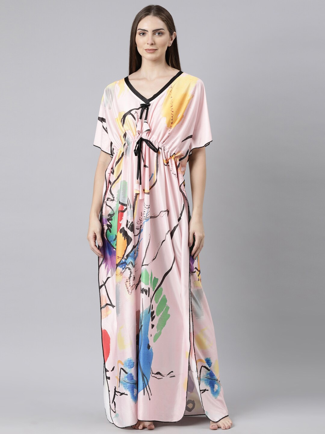 

Bailey sells Abstract Printed Satin Kaftan Maxi Nightdress, Peach