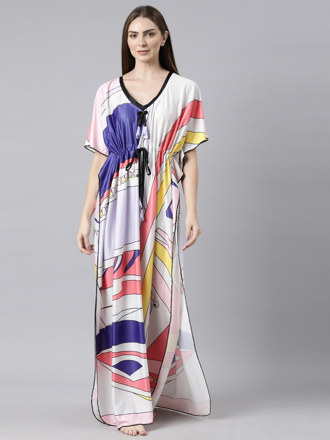 

Bailey sells Abstract Printed Satin Kaftan Maxi Nightdress, White