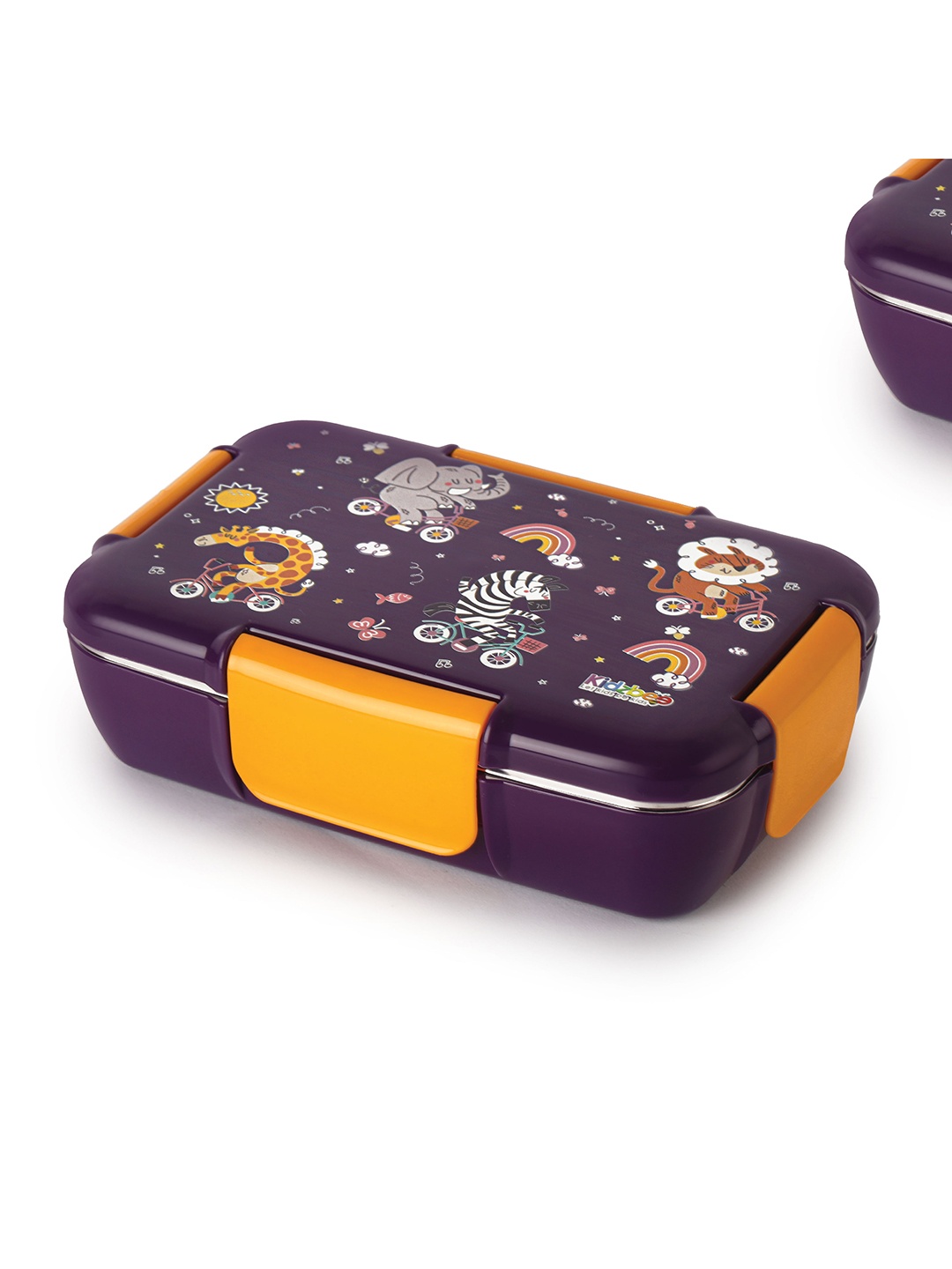 

Cello Kidzbee Magnus Wild Wheels 3D Touch & Feel Designs Inner steel Lunch Box-700ml, Violet