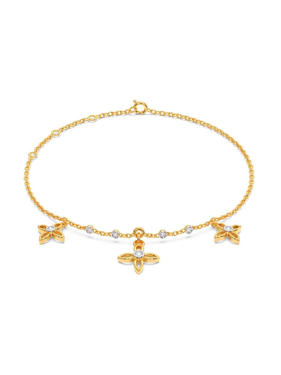 

CANDERE A KALYAN JEWELLERS COMPANY 14KT Gold Diamond Charm Bracelet-1.71gm