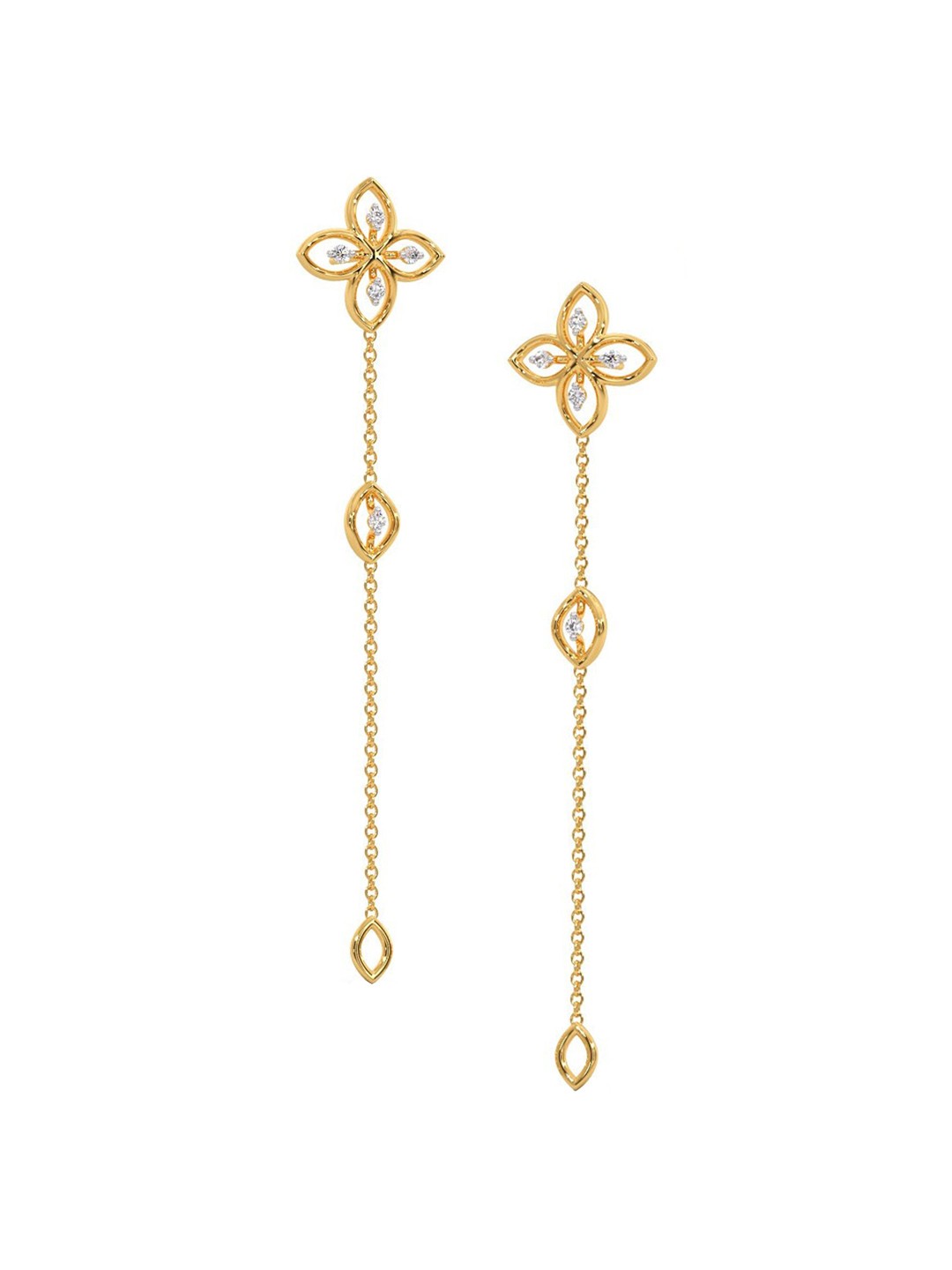 

CANDERE A KALYAN JEWELLERS COMPANY BIS Hallmark 14KT Gold Diamond Drop Earrings-1.7gm