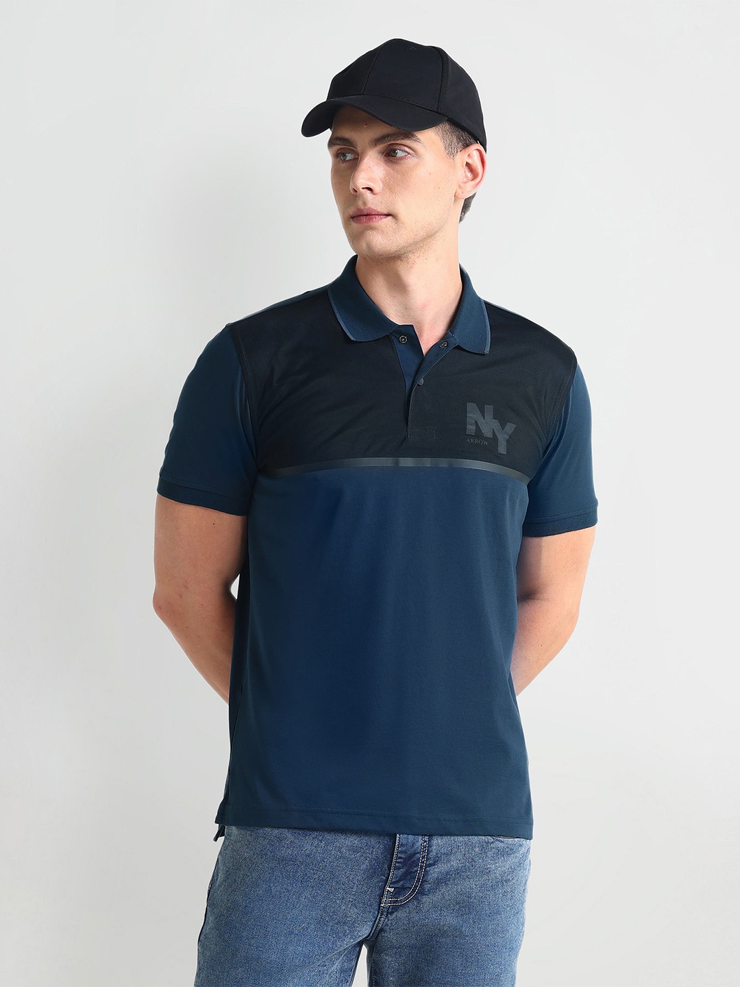 

Arrow New York Polo Collar Pure Cotton T-shirt, Navy blue
