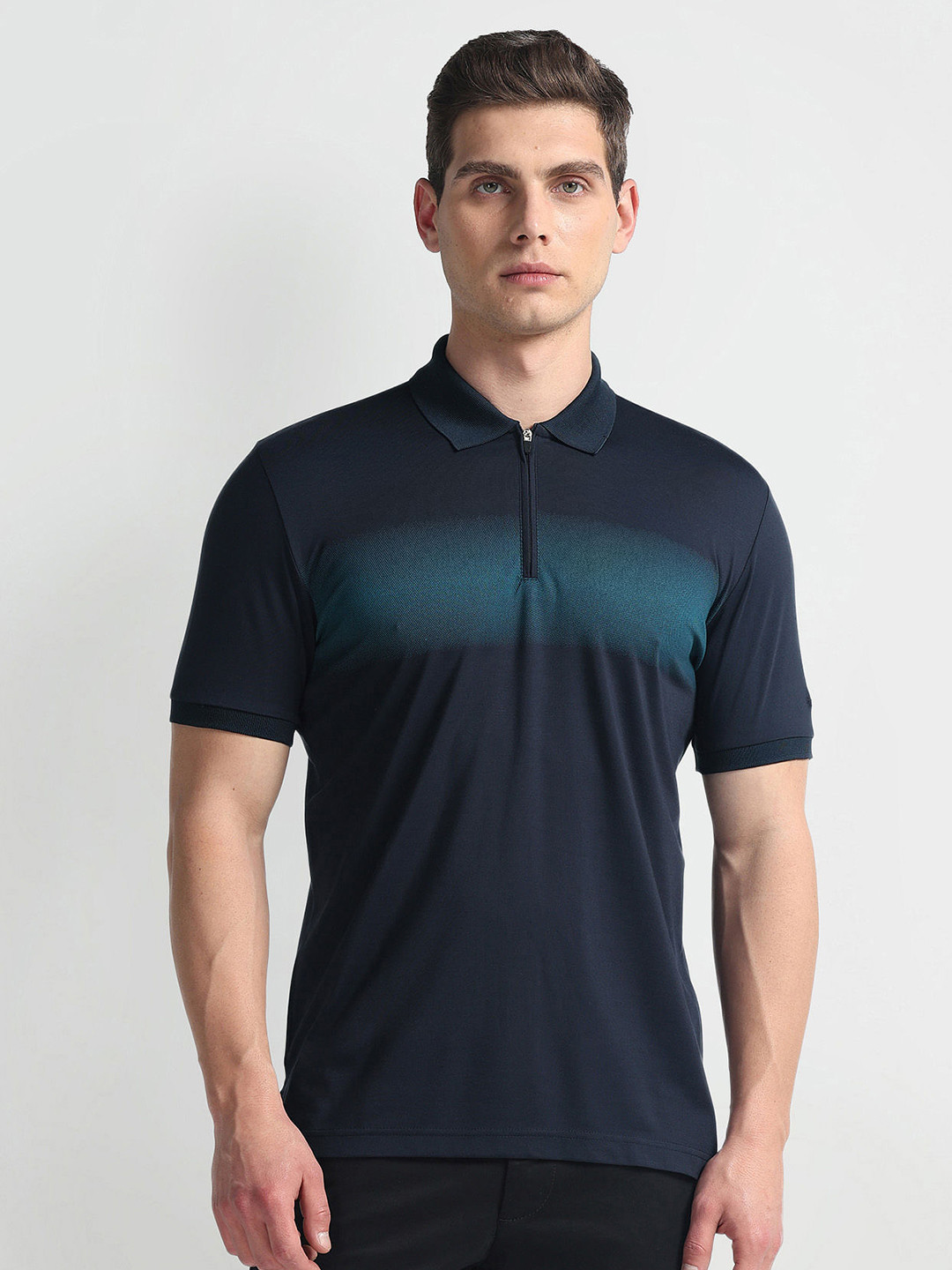 

Arrow New York Regular Fit Pure Cotton Polo Collar T-shirt, Blue