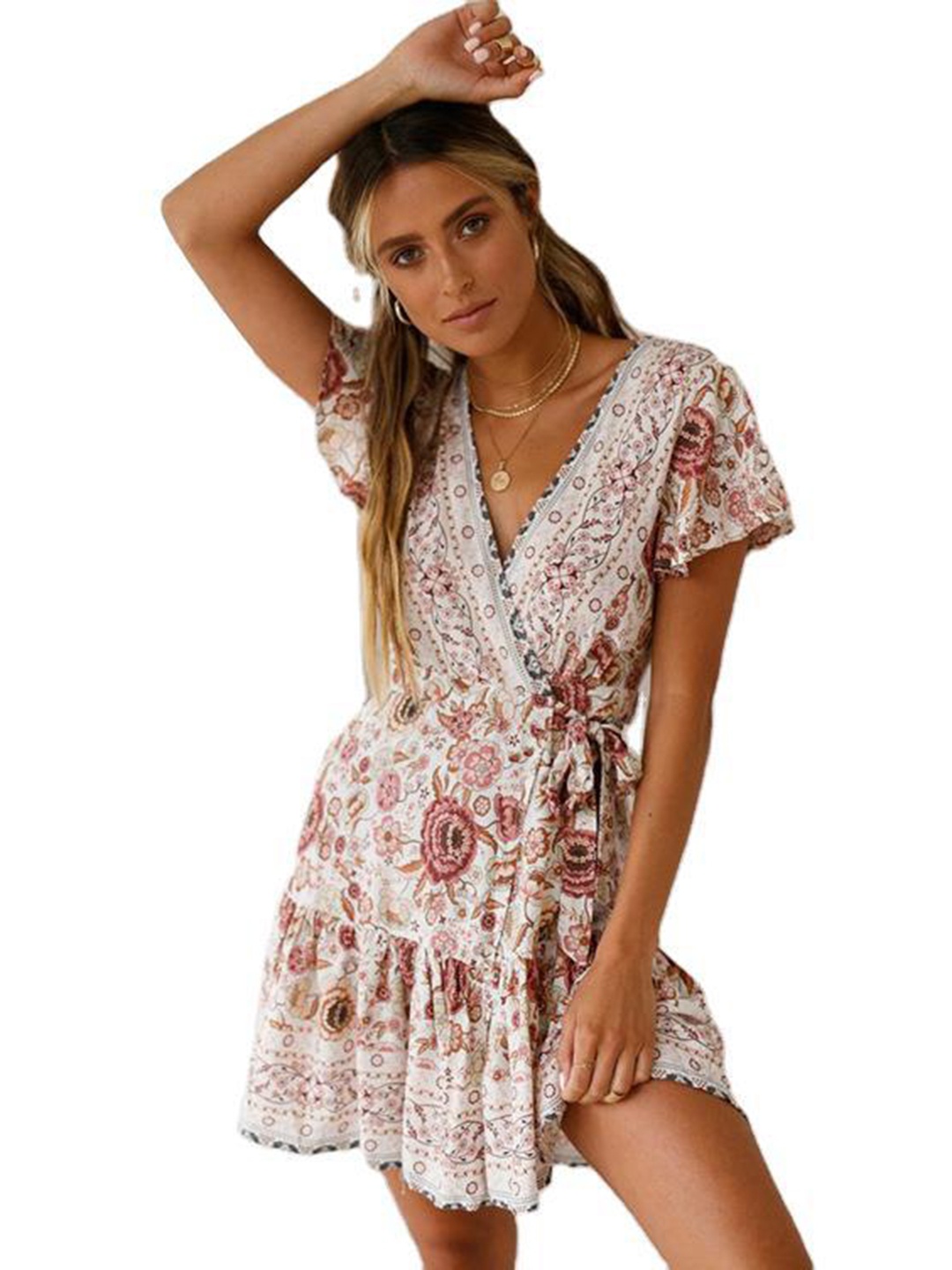 

StyleCast White Ethnic Motifs Printed Dress