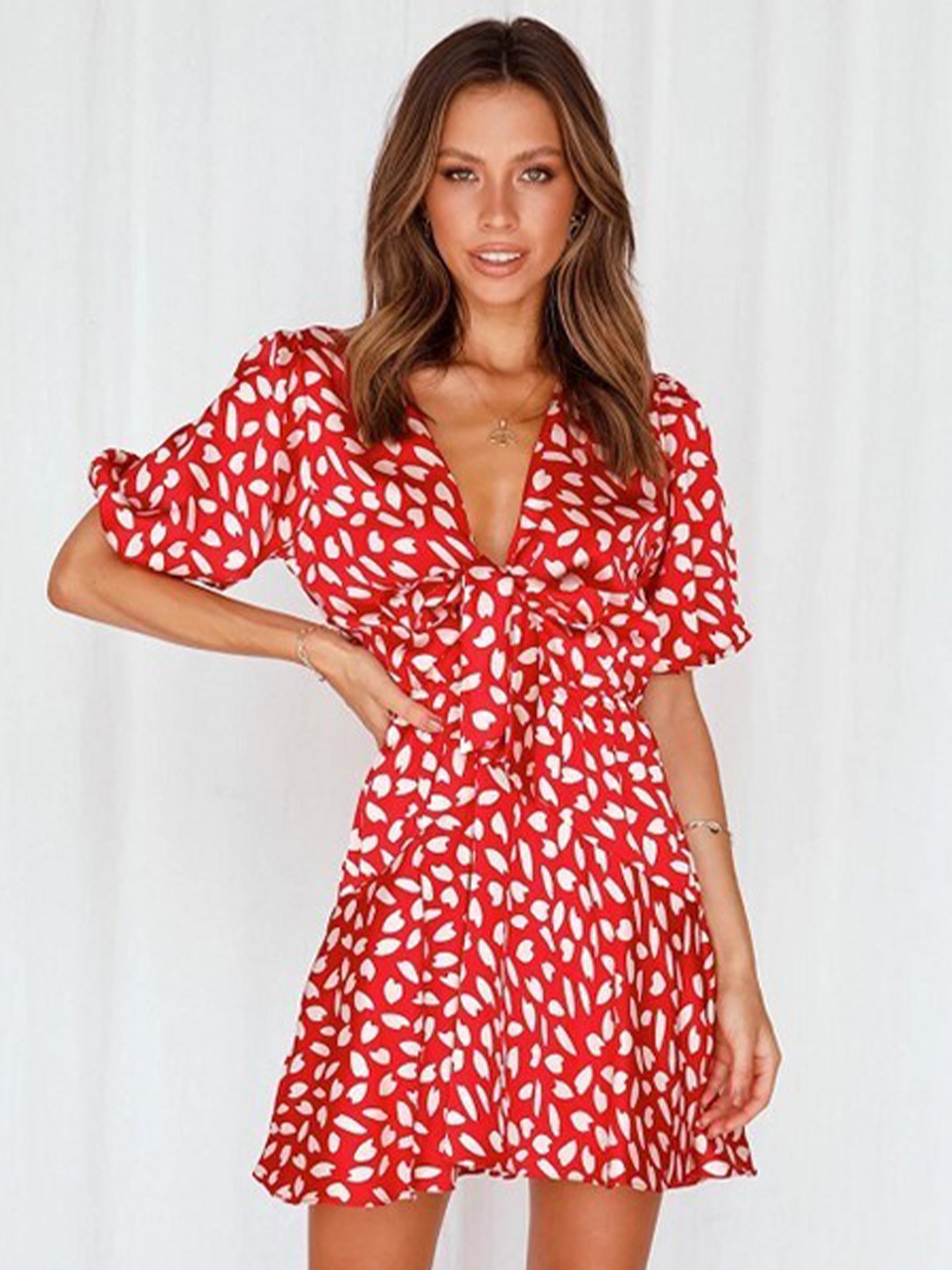 

StyleCast Red Animal Printed Fit & Flare Dress