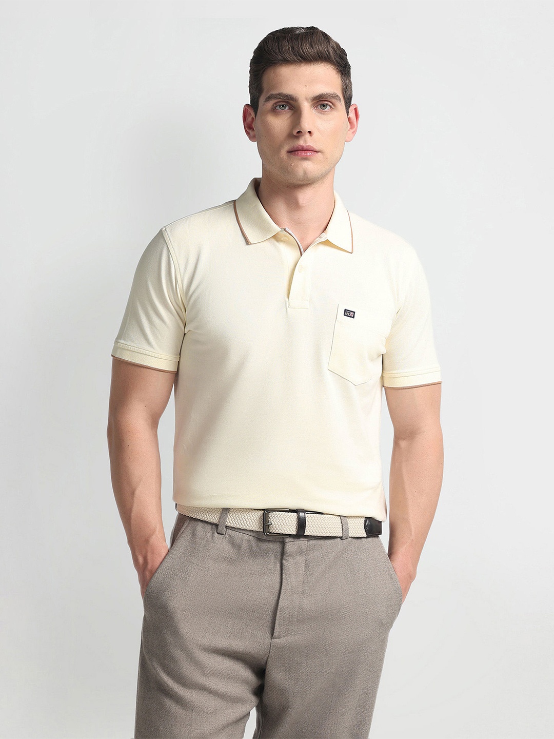 

Arrow Sport Polo Collar Pure Cotton T-shirt, Yellow