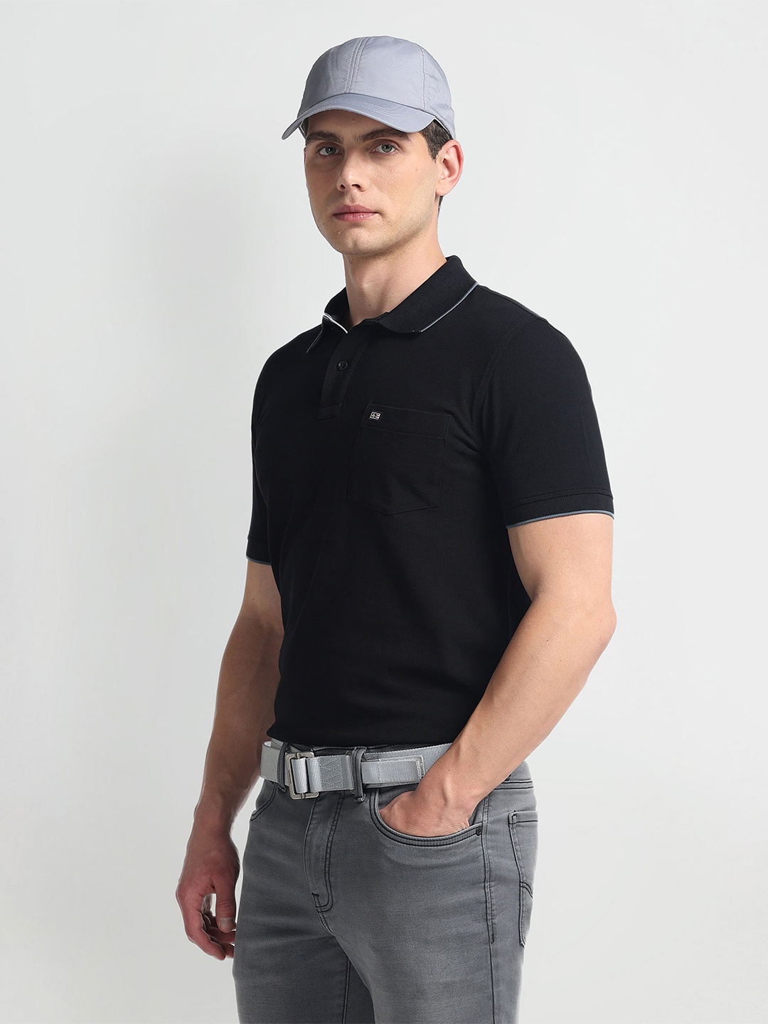 

Arrow Sport Polo Collar Pure Cotton T-shirt, Black