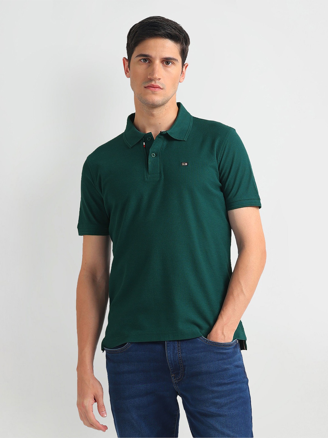 

Arrow Sport Polo Collar Pure Cotton T-shirt, Green