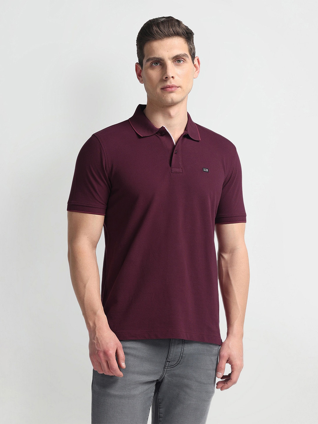 

Arrow Sport Polo Collar Pure Cotton T-shirt, Burgundy