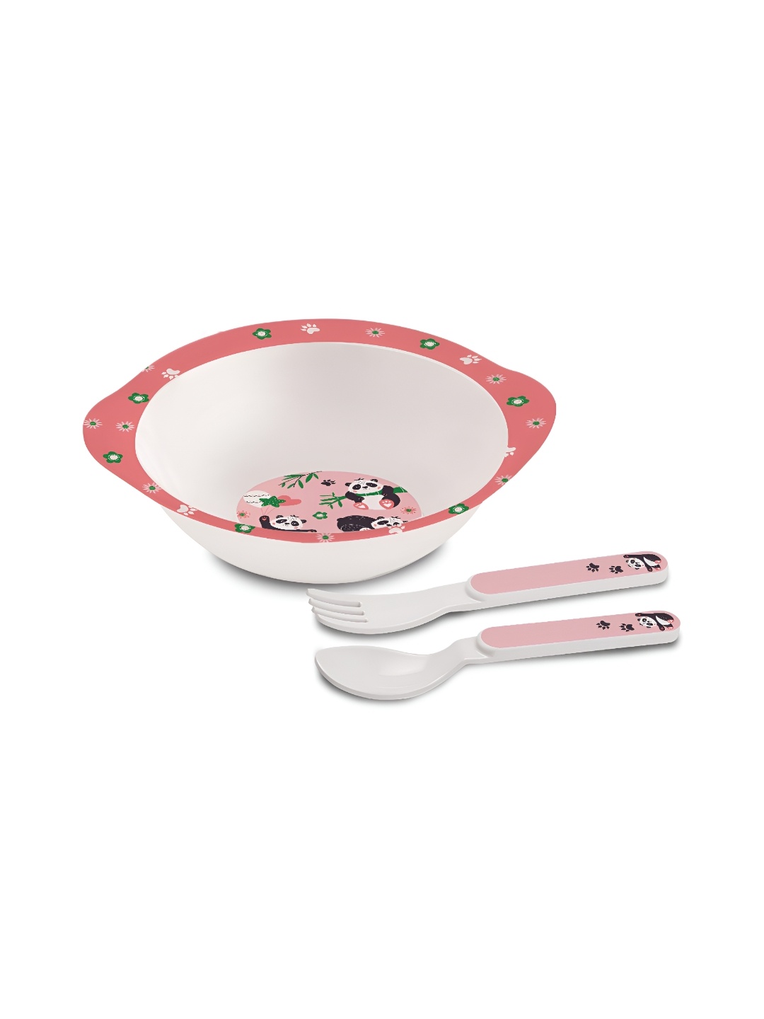 

Cello Kidzbee 3 Pieces Peach & White Bamboo Buddies Melamine Cereal Bowl Set