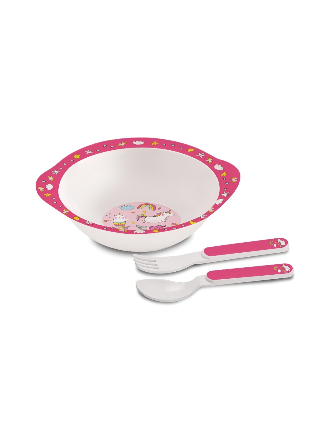 

Cello Kidzbee Set Of 3 Pink & White Parade Melamine Cereal Bowl Set