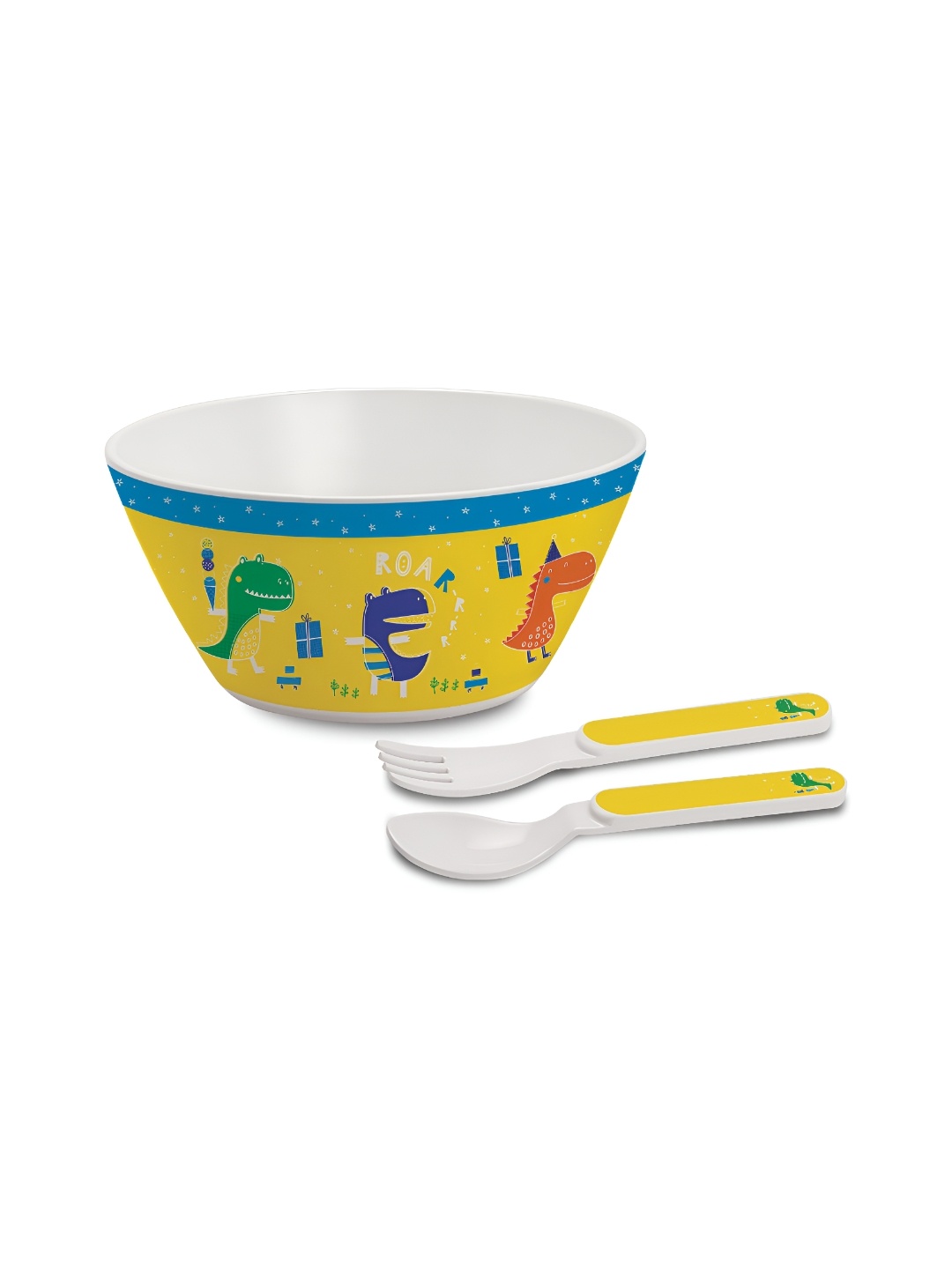 

Cello Kidzbee Yellow 3 Pieces Dino Party Melamine Cone Bowl Set