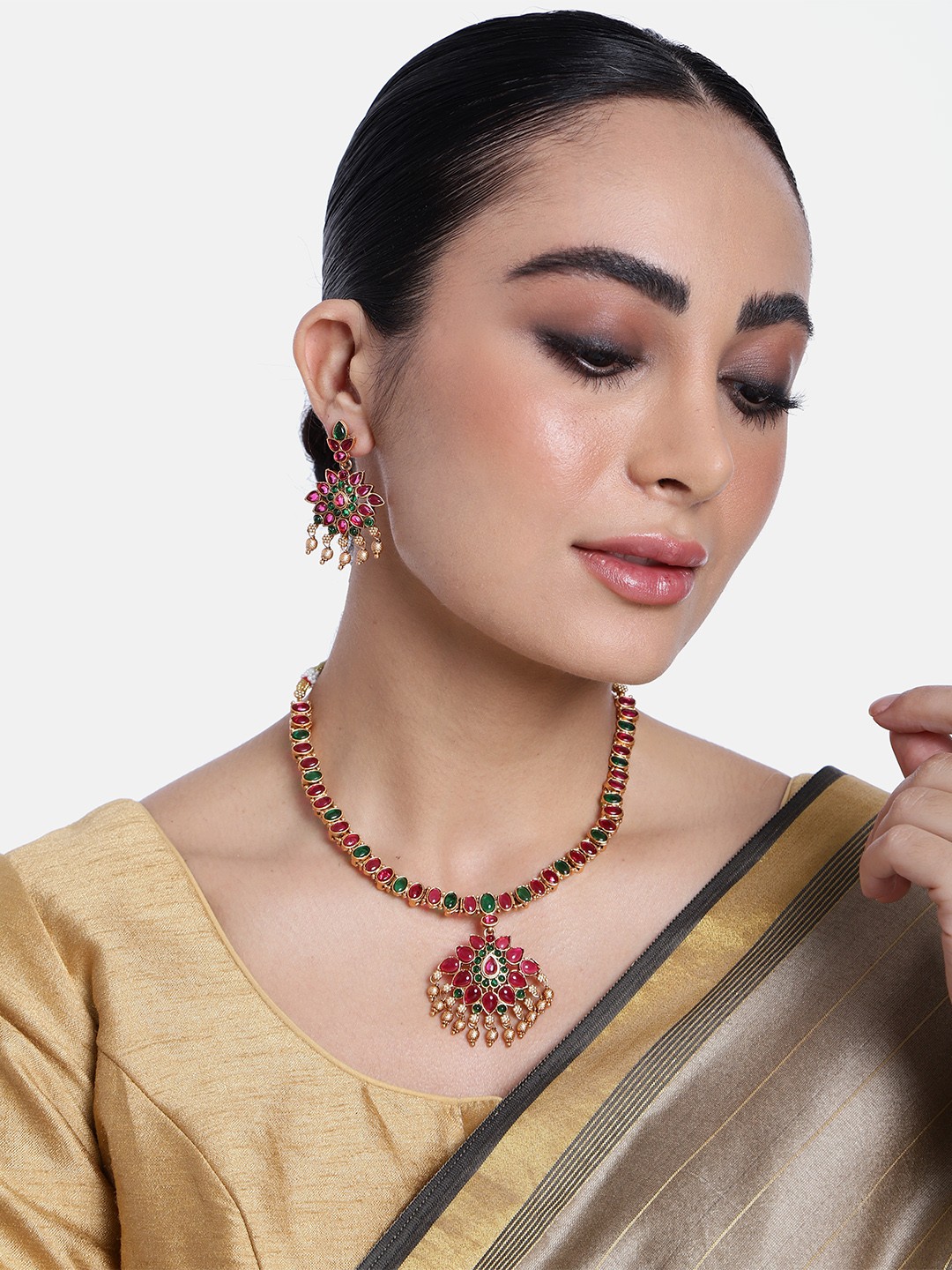 

GRIIHAM Gold-Plated AD-Studded Jewellery Set, Multi