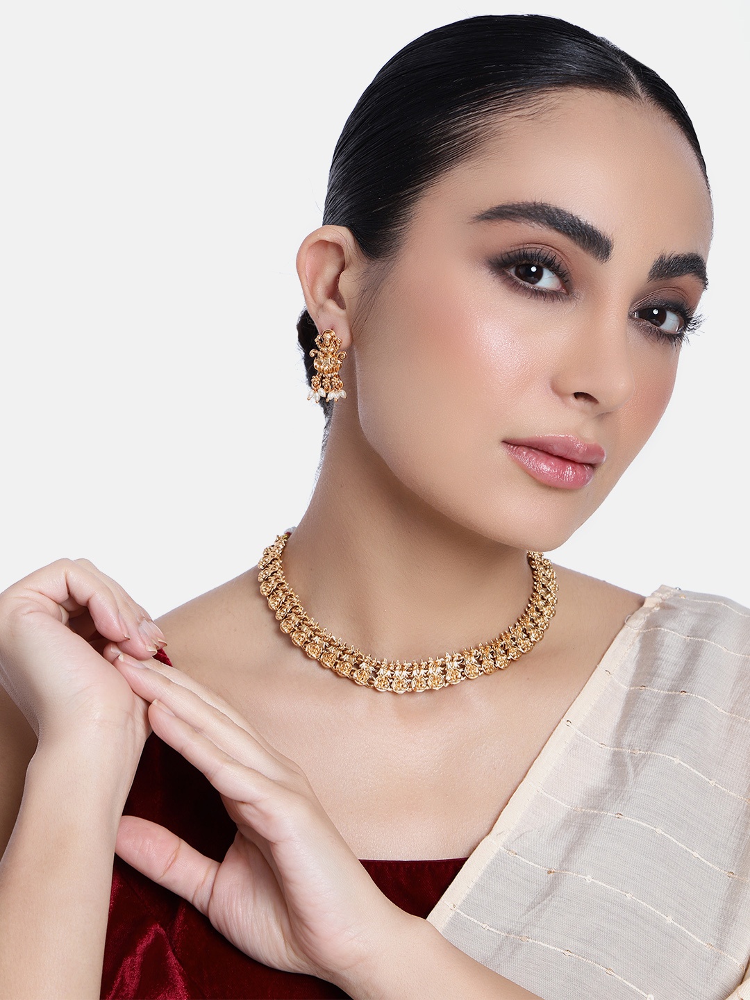 

GRIIHAM Gold-Plated AD-Studded Jewellery Set