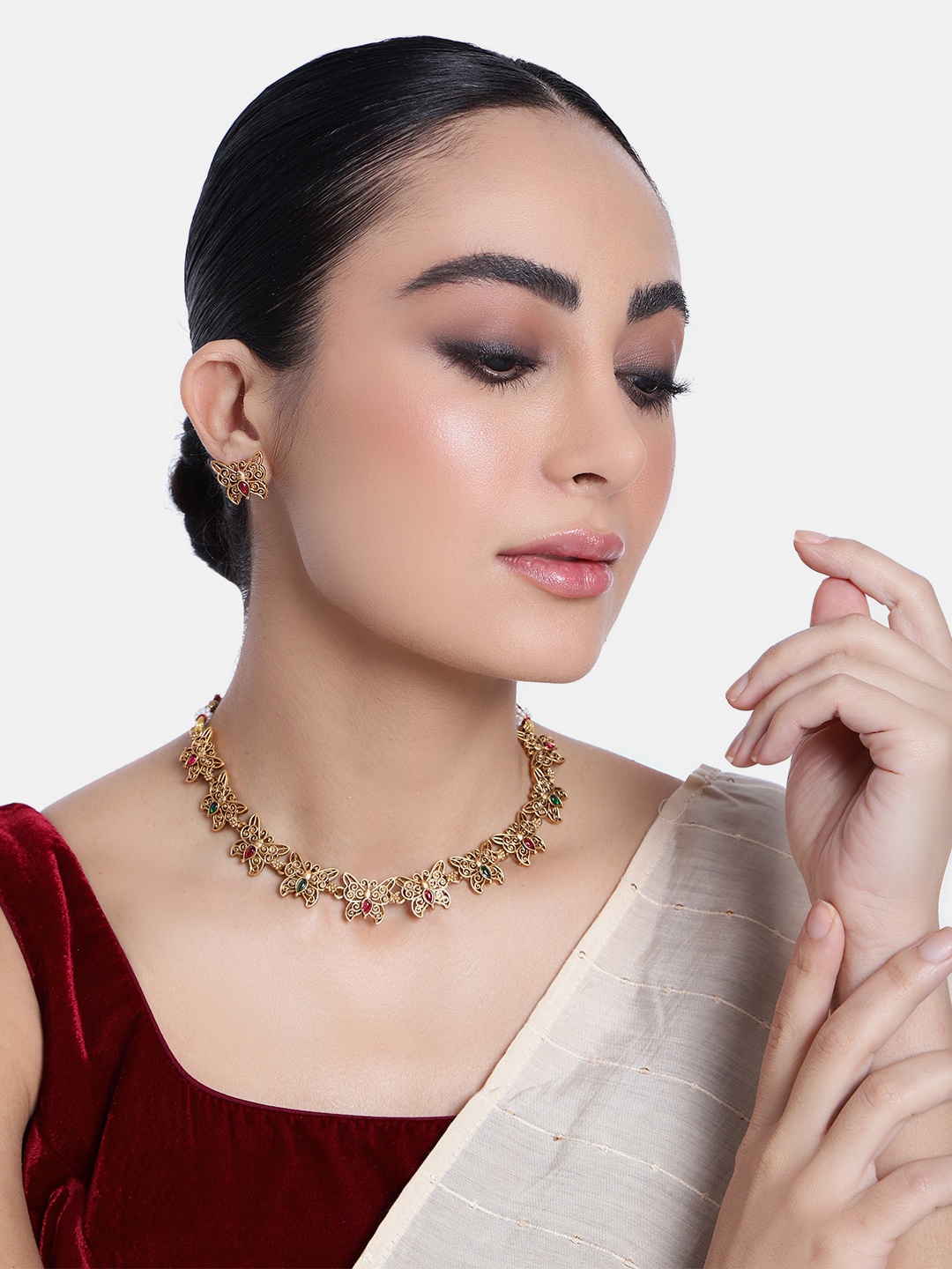

GRIIHAM Gold-Plated AD-Studded Jewellery Set, Multi