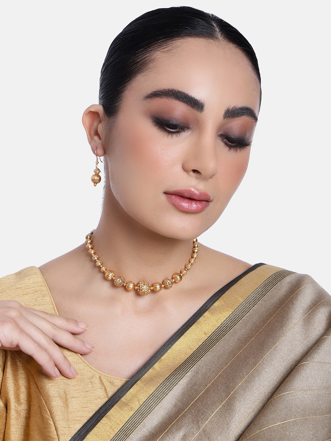 

GRIIHAM Gold-Plated AD-Studded Jewellery Set