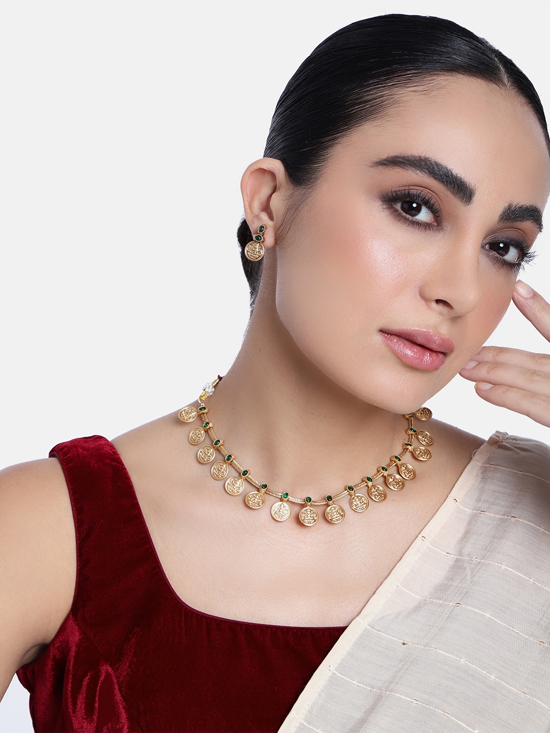 

GRIIHAM Gold-Plated AD-Studded Jewellery Set