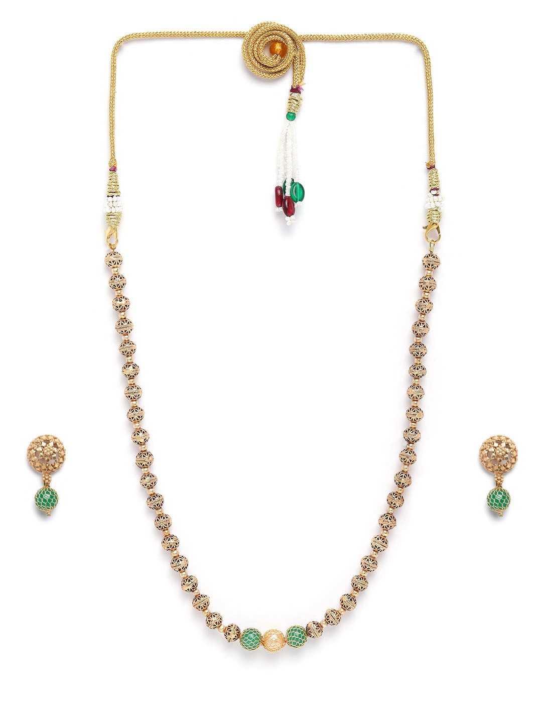 

GRIIHAM Gold-Plated AD-Studded Jewellery Set, Green