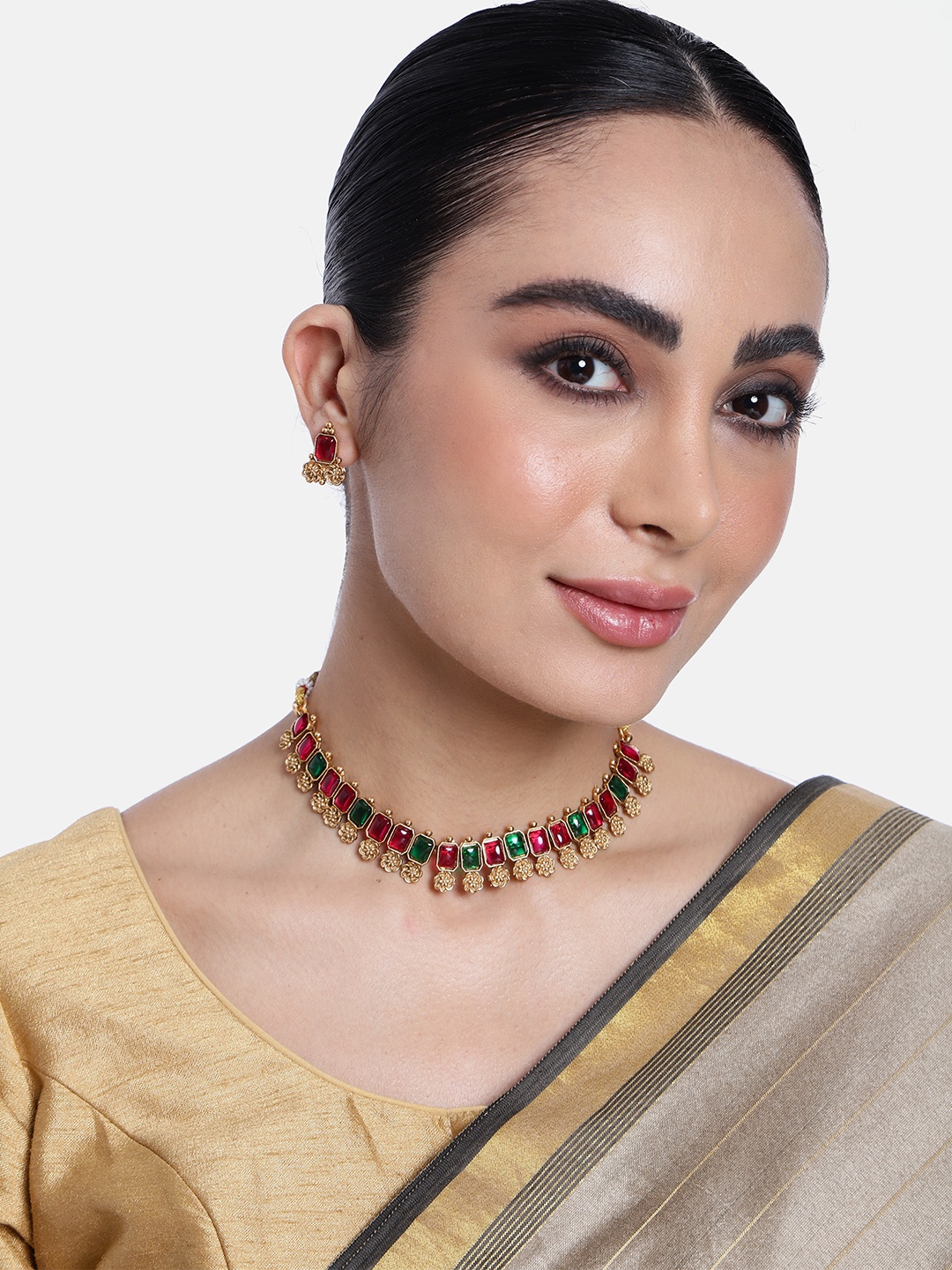 

GRIIHAM Gold-Plated AD-Studded Jewellery Set, Multi