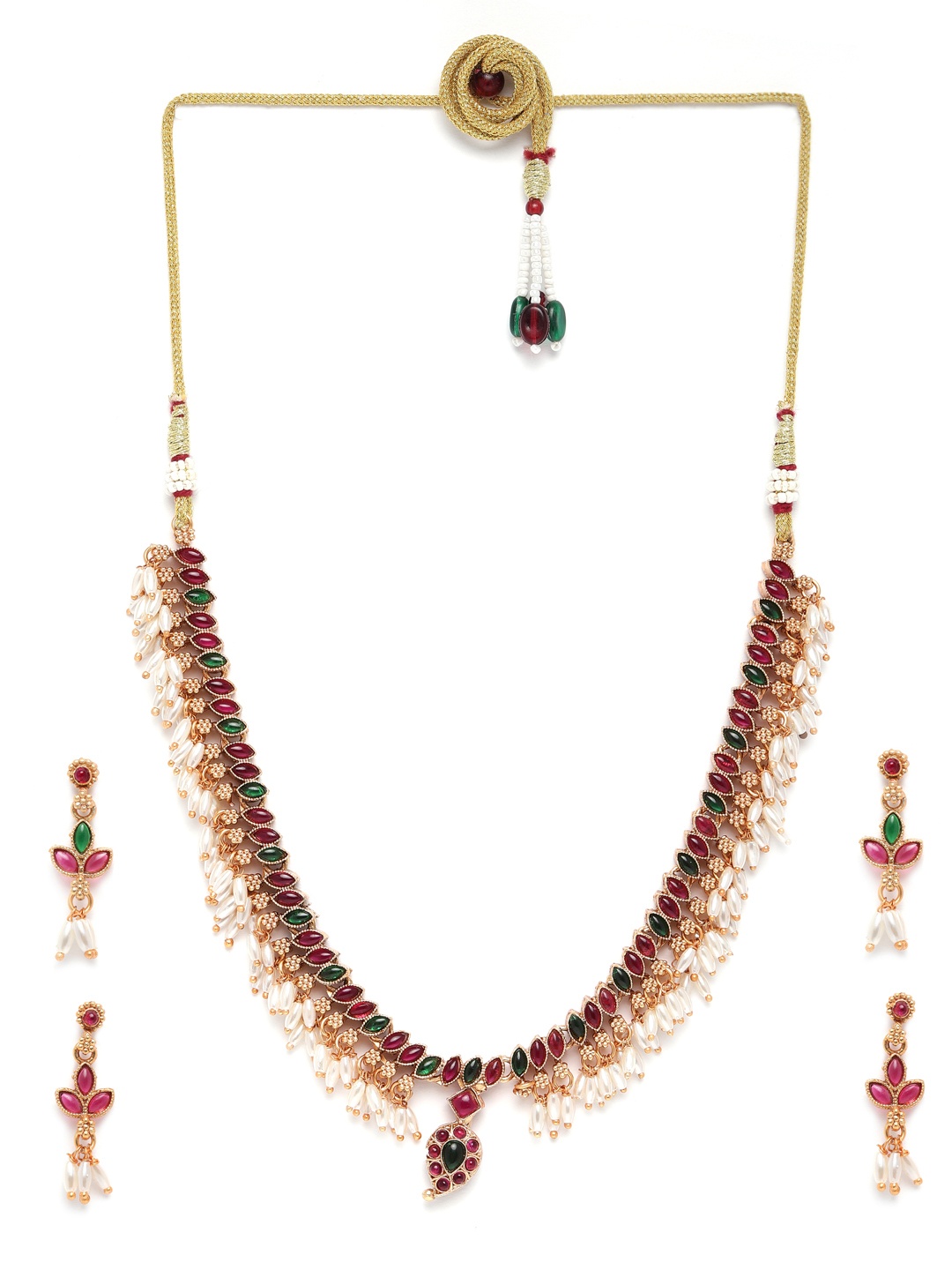 

GRIIHAM Set of 2 Gold-Plated AD-Studded Jewellery Set, Multi