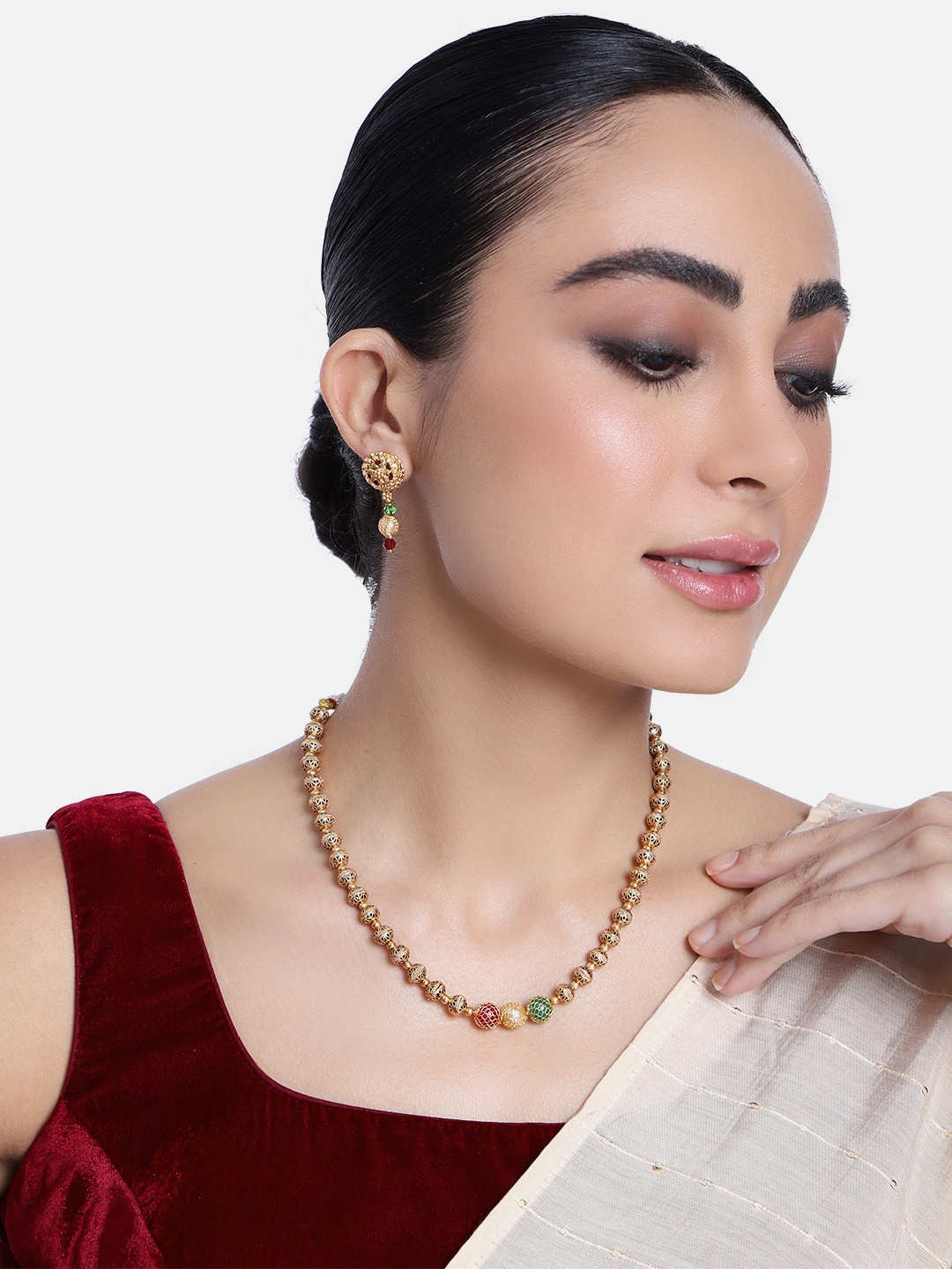 

GRIIHAM Gold-Plated AD-Studded Jewellery Set, Multi