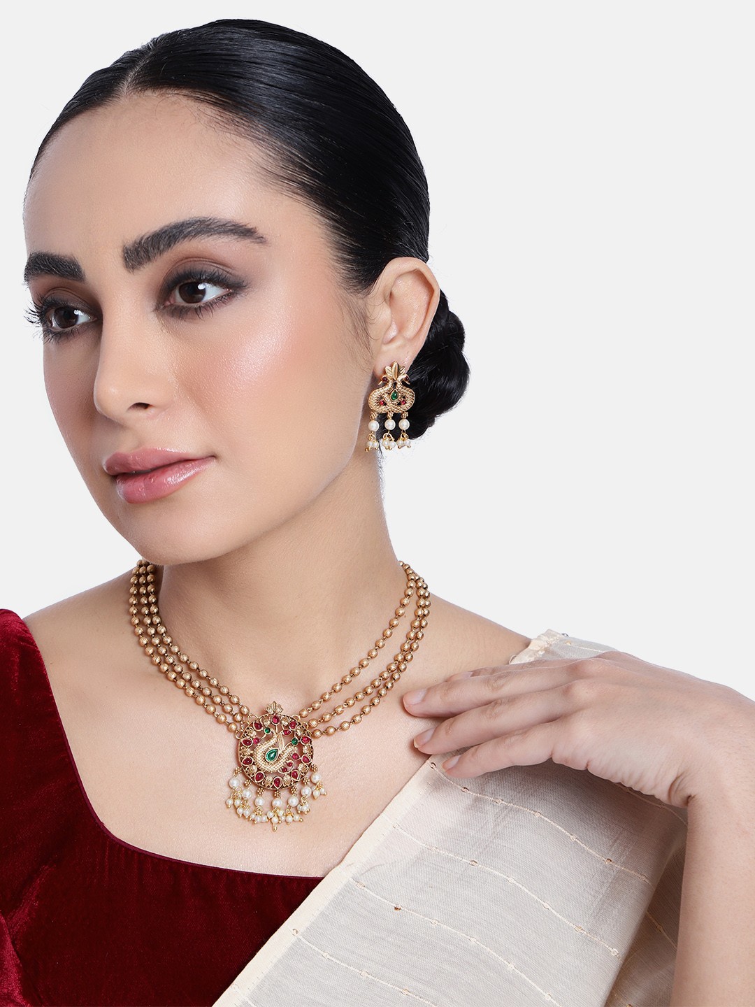 

GRIIHAM Gold-Plated AD-Studded Jewellery Set, Multi