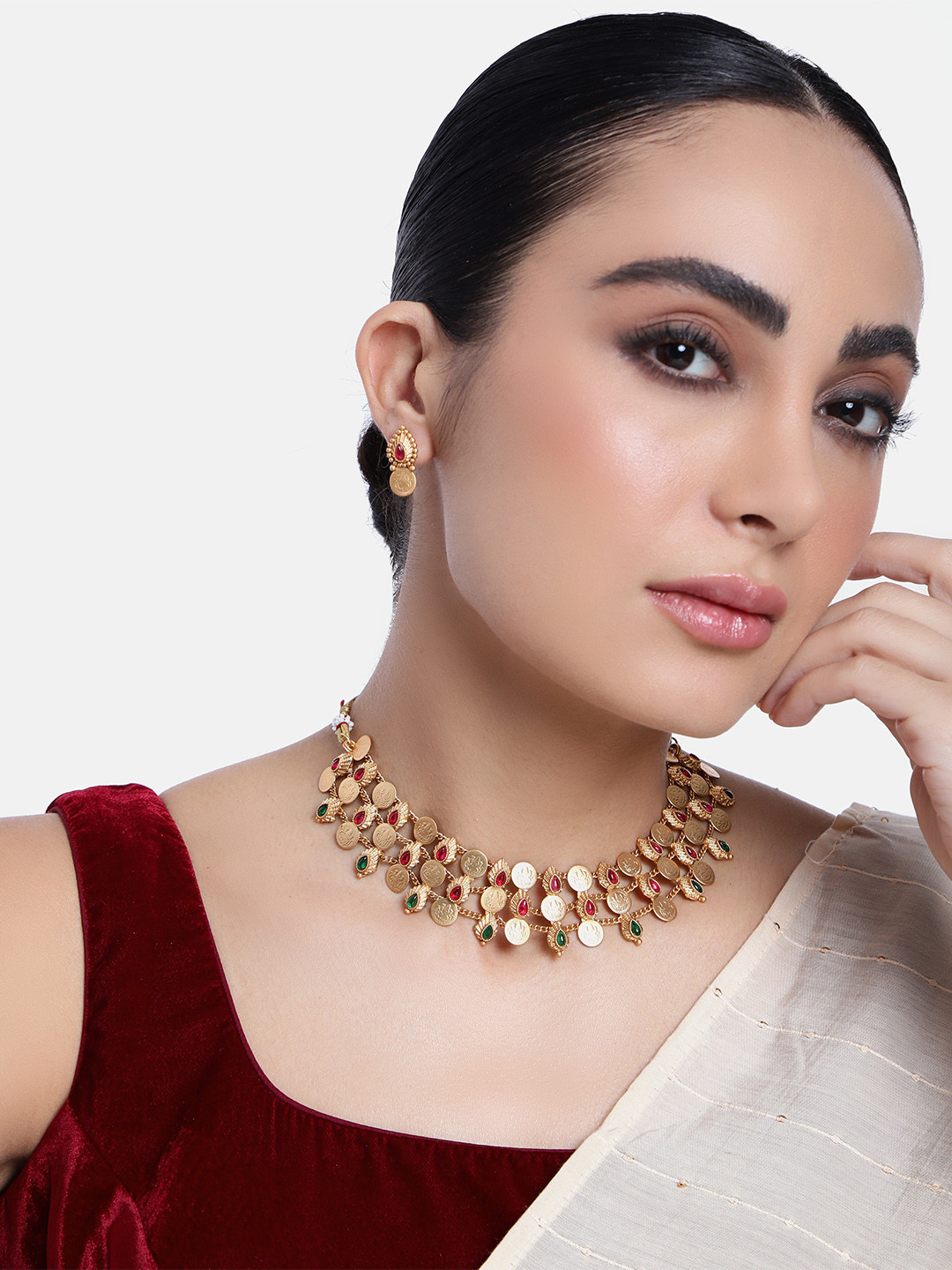 

GRIIHAM Gold-Plated AD-Studded Jewellery Set