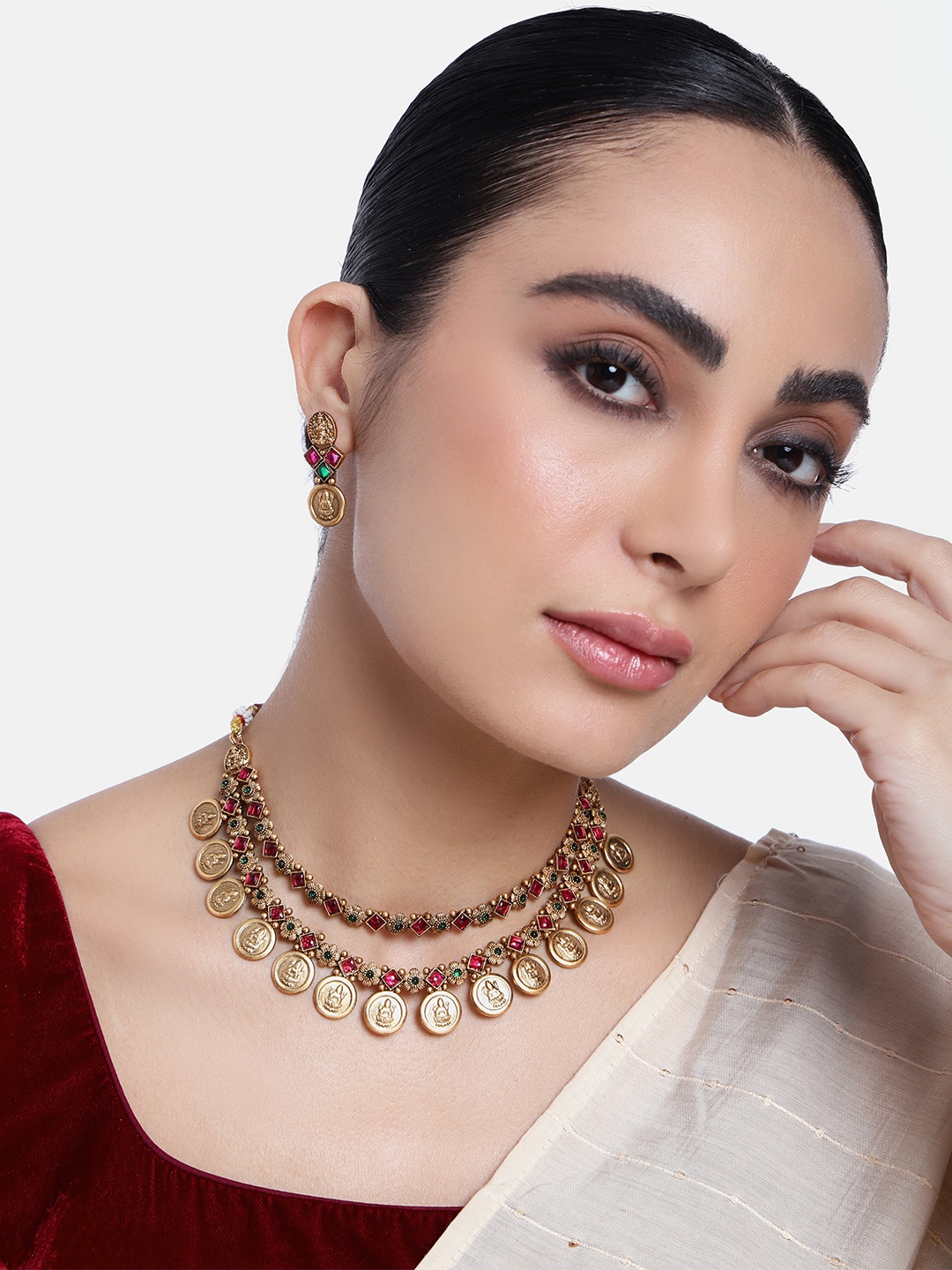 

GRIIHAM Gold-Plated CZ-Studded Jewellery Set