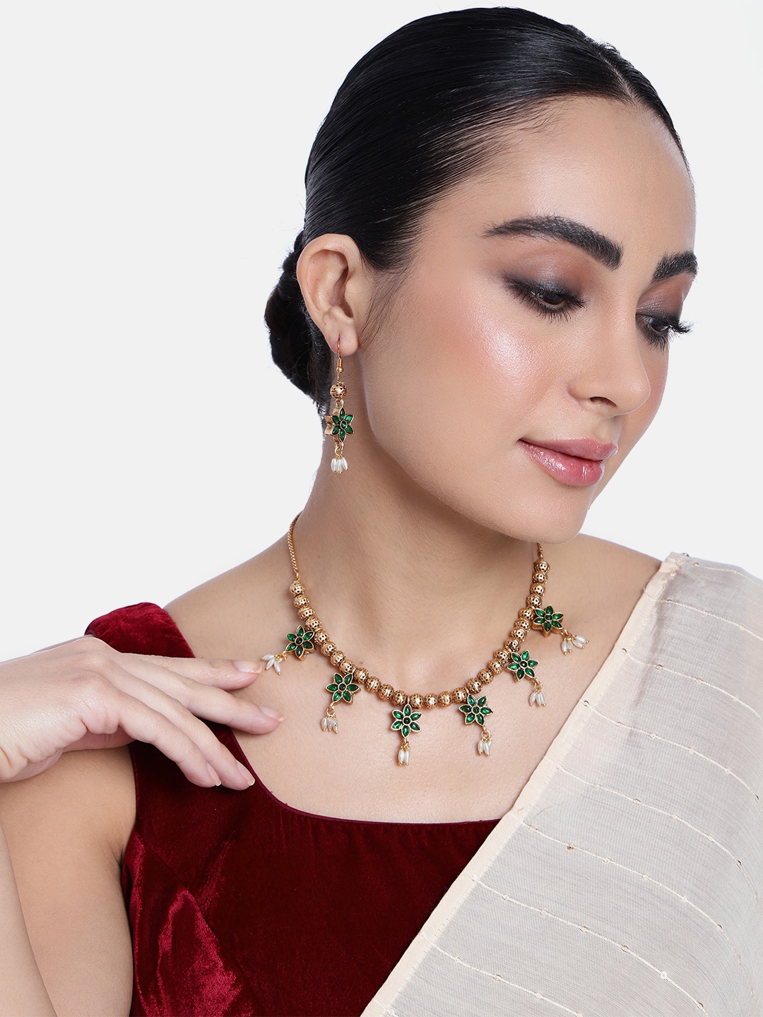 

GRIIHAM Gold-Plated AD-Studded Jewellery Set