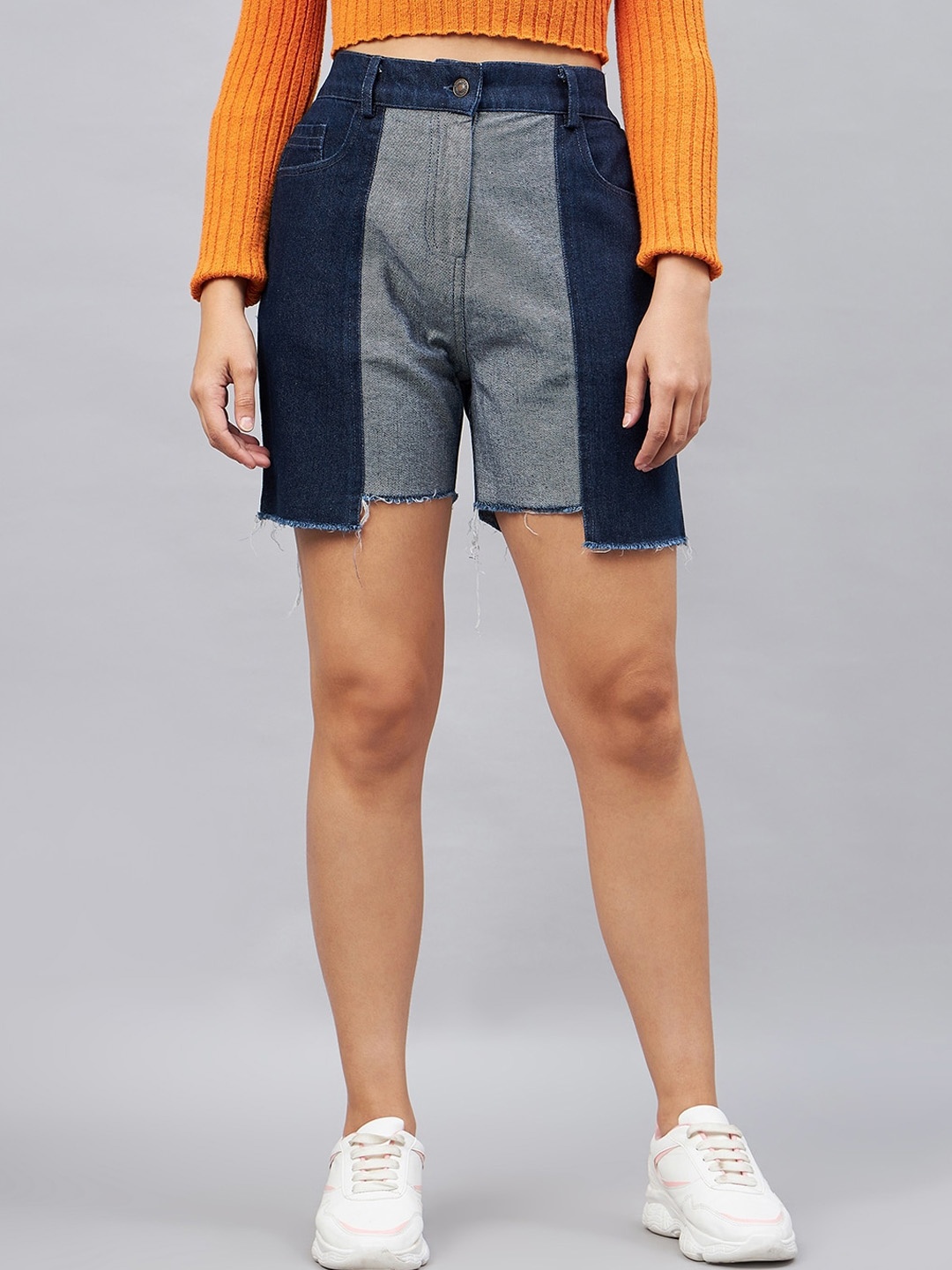 

Orchid Blues Women Paneled High-Rise Reversible Technology Shorts, Blue