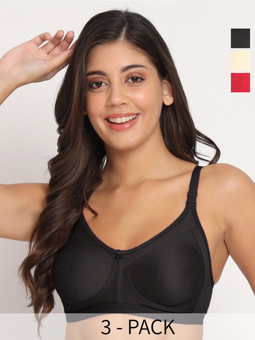 

Docare Pack Of 3 Full Coverage Non Padded T-shirt Bras With All Day Comfort, Pink