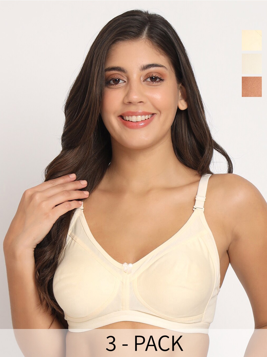 

Docare Pack Of 3 Full Coverage Bra All Day Comfort, Beige