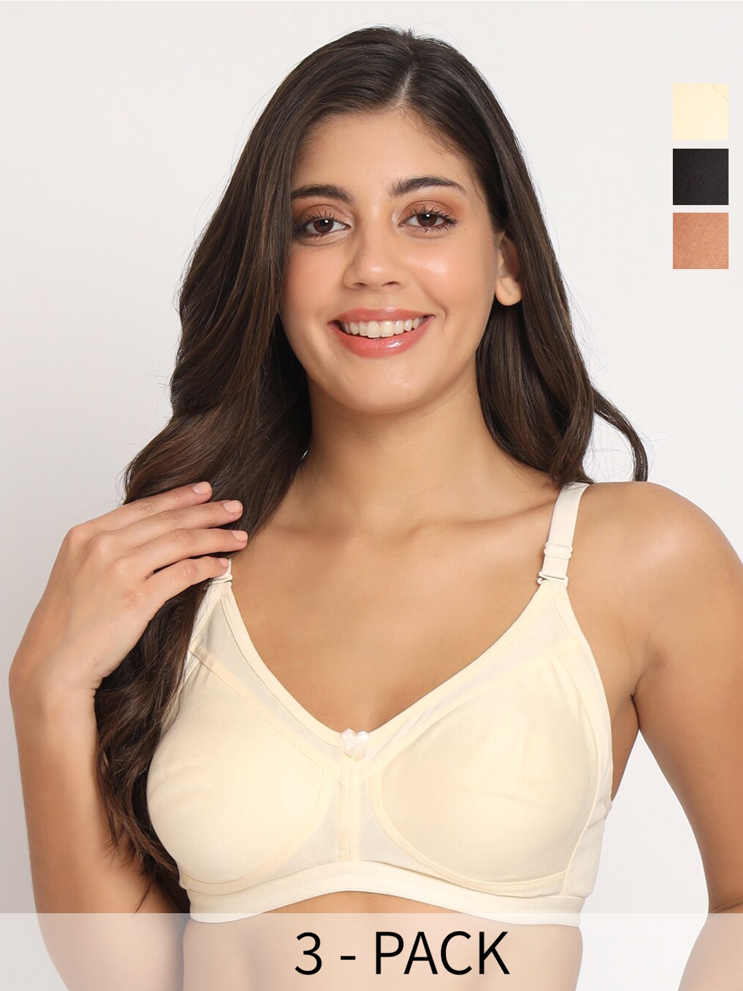 

Docare Pack Of 3 Full Coverage Bra All Day Comfort, Black