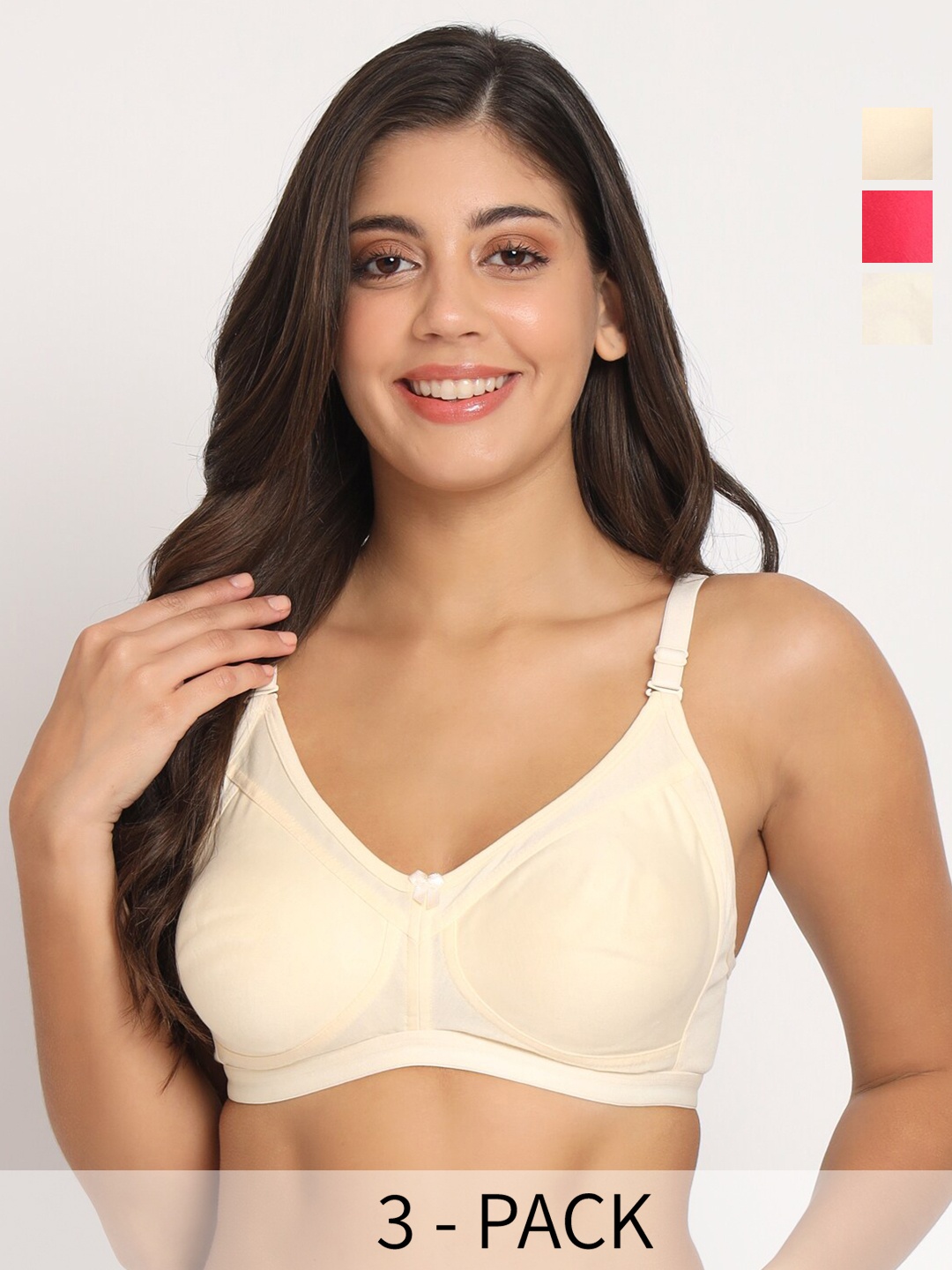 

Docare Pack Of 3 Full Coverage Non Padded T-shirt Bras With All Day Comfort, Beige