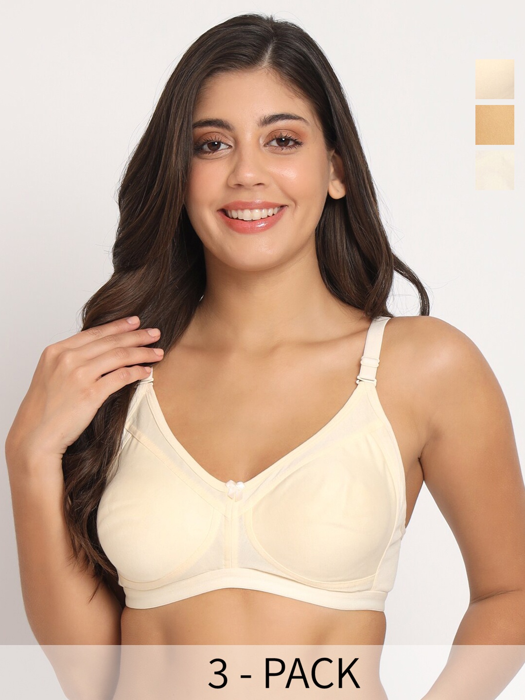 

Docare Pack Of 3 Full Coverage Bra All Day Comfort, Brown