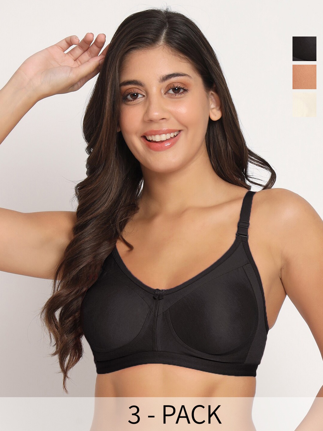 

Docare Pack Of 3 Full Coverage Bra All Day Comfort, Black