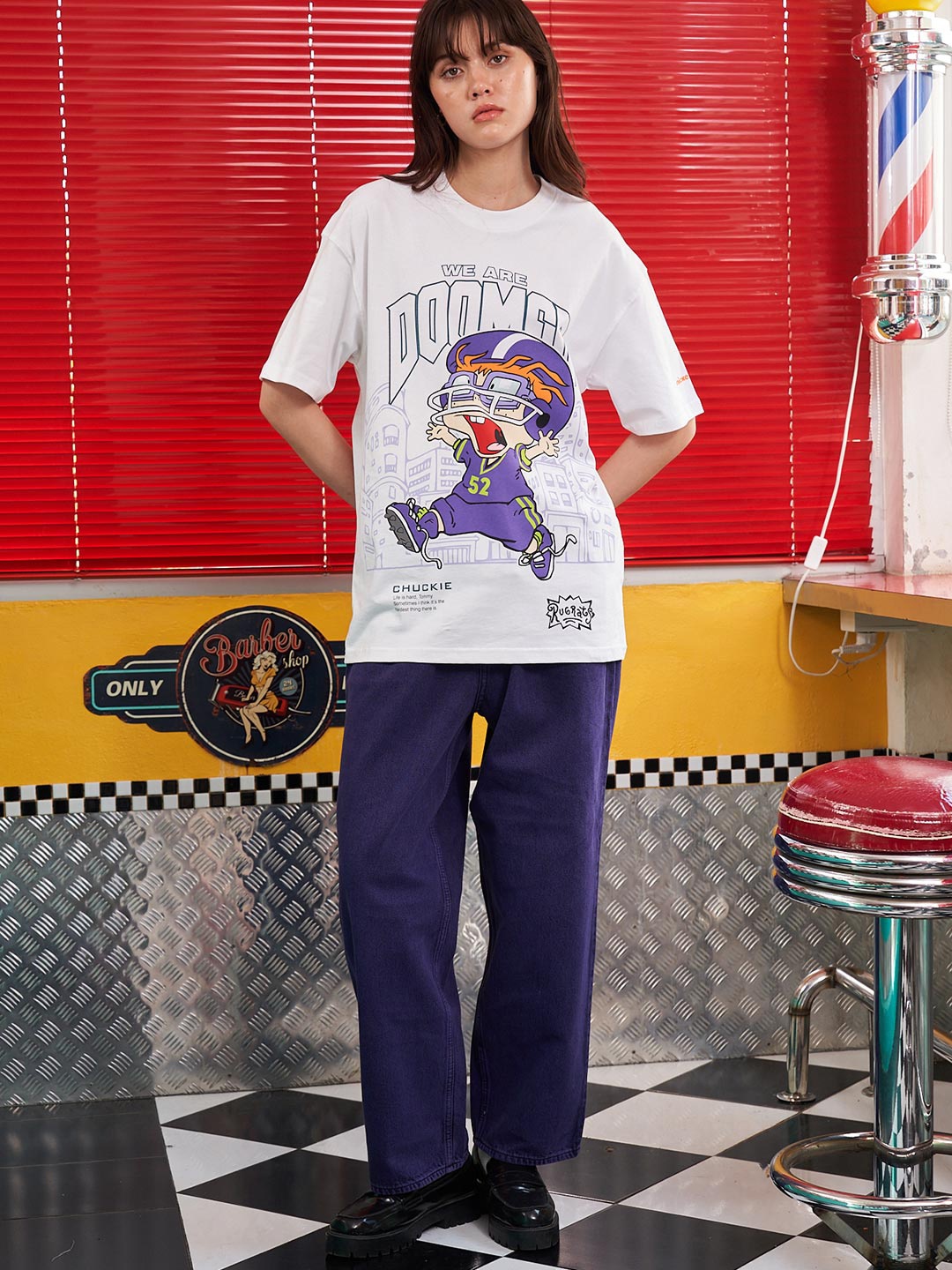 

Bonkers Corner Graphic Printed Cotton Oversized T-Shirt, White