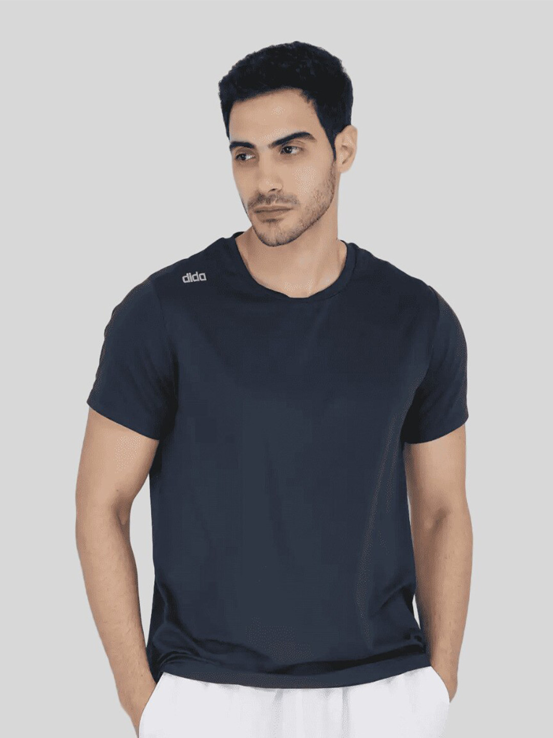 

DIDA Round Neck Short Sleeves Breathable Dri-FIT Training T-shirt, Navy blue