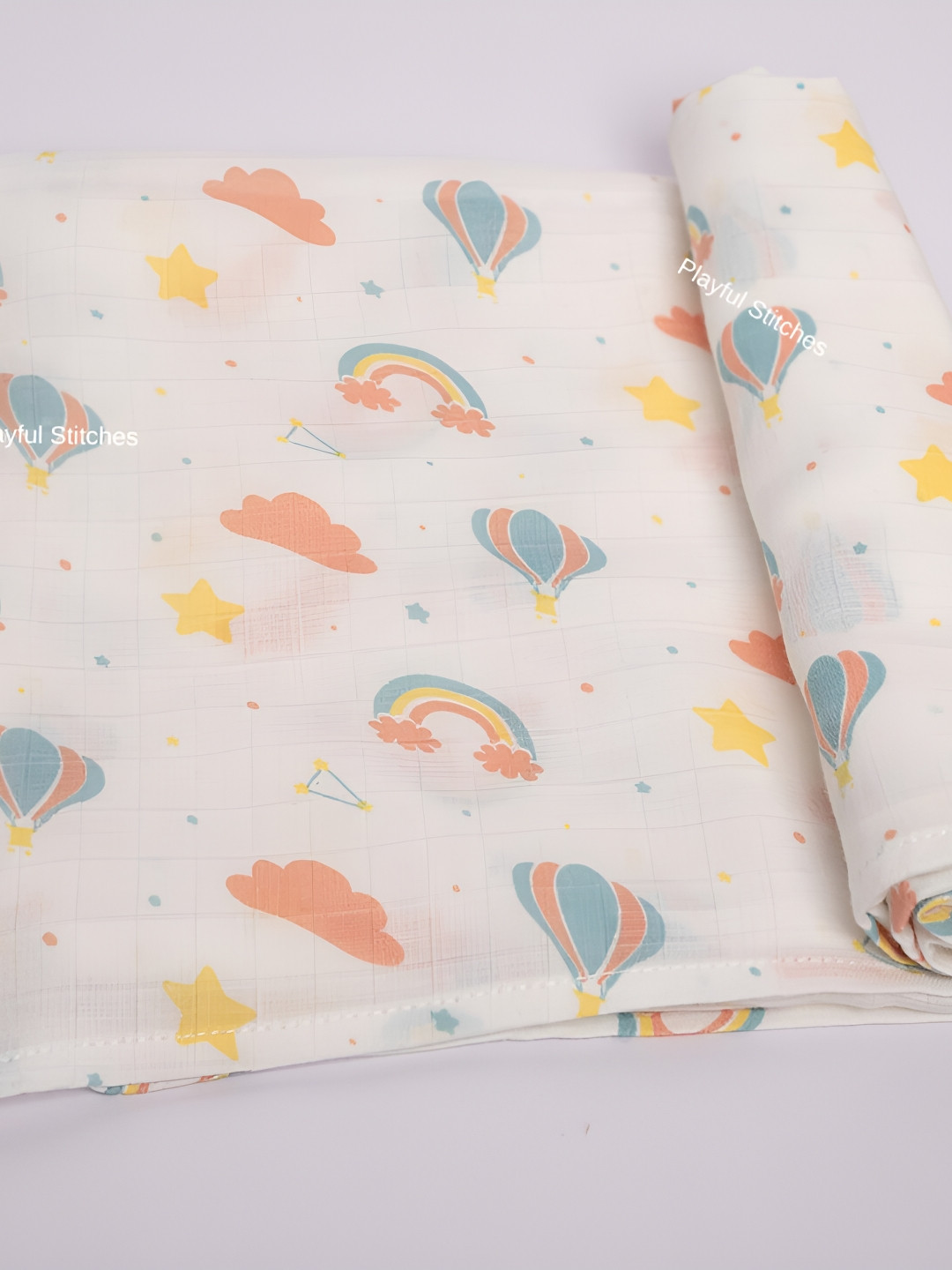 

PLAYFUL STITCHES 100% Muslin Baby Swaddle - 100x100cm, White