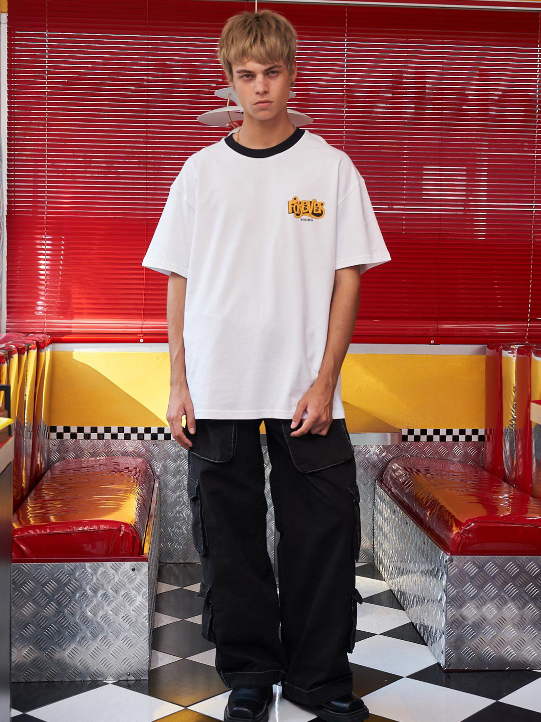

Bonkers Corner Graphic Printed Cotton Oversized T-Shirt, White