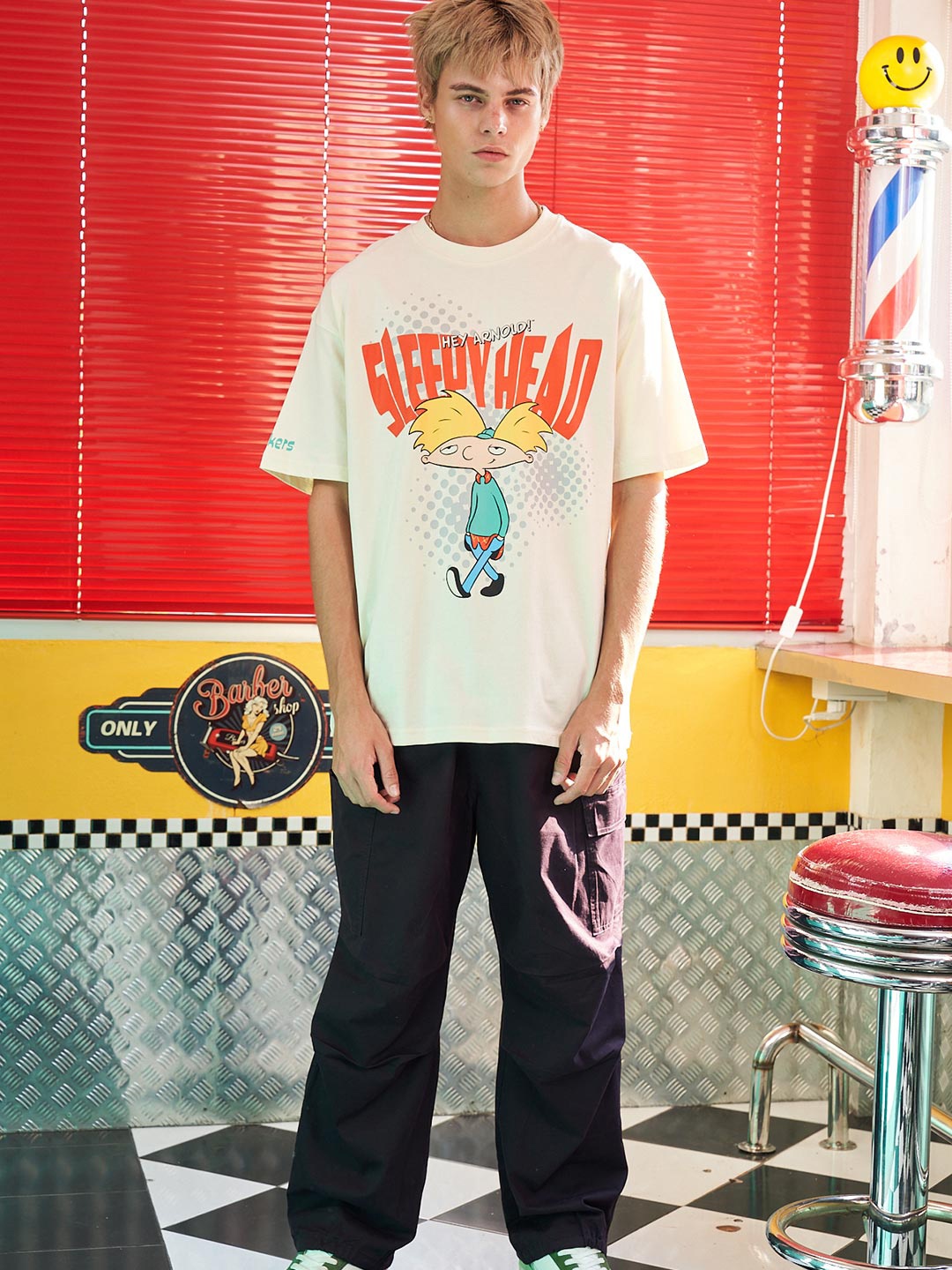 

Bonkers Corner Graphic Printed Cotton Oversized T-Shirt, White