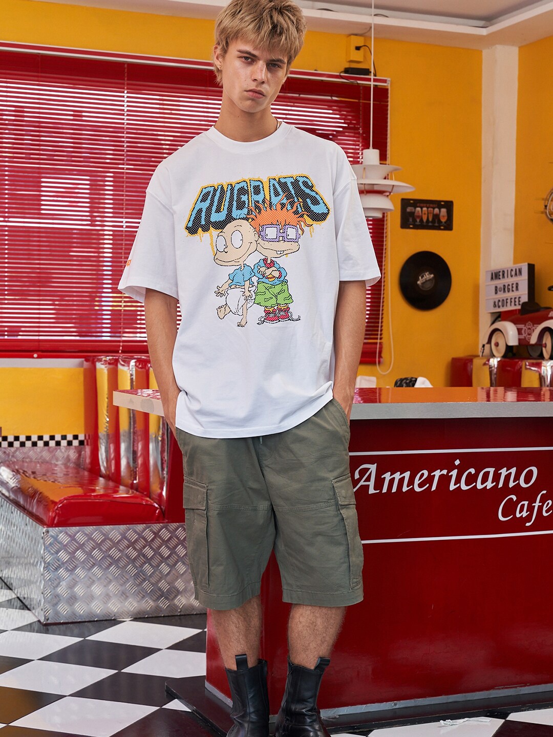 

Bonkers Corner Graphic Printed Cotton Oversized T-Shirt, White