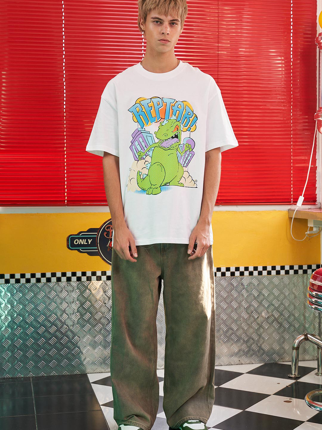 

Bonkers Corner Graphic Printed Cotton Oversized T-Shirt, White