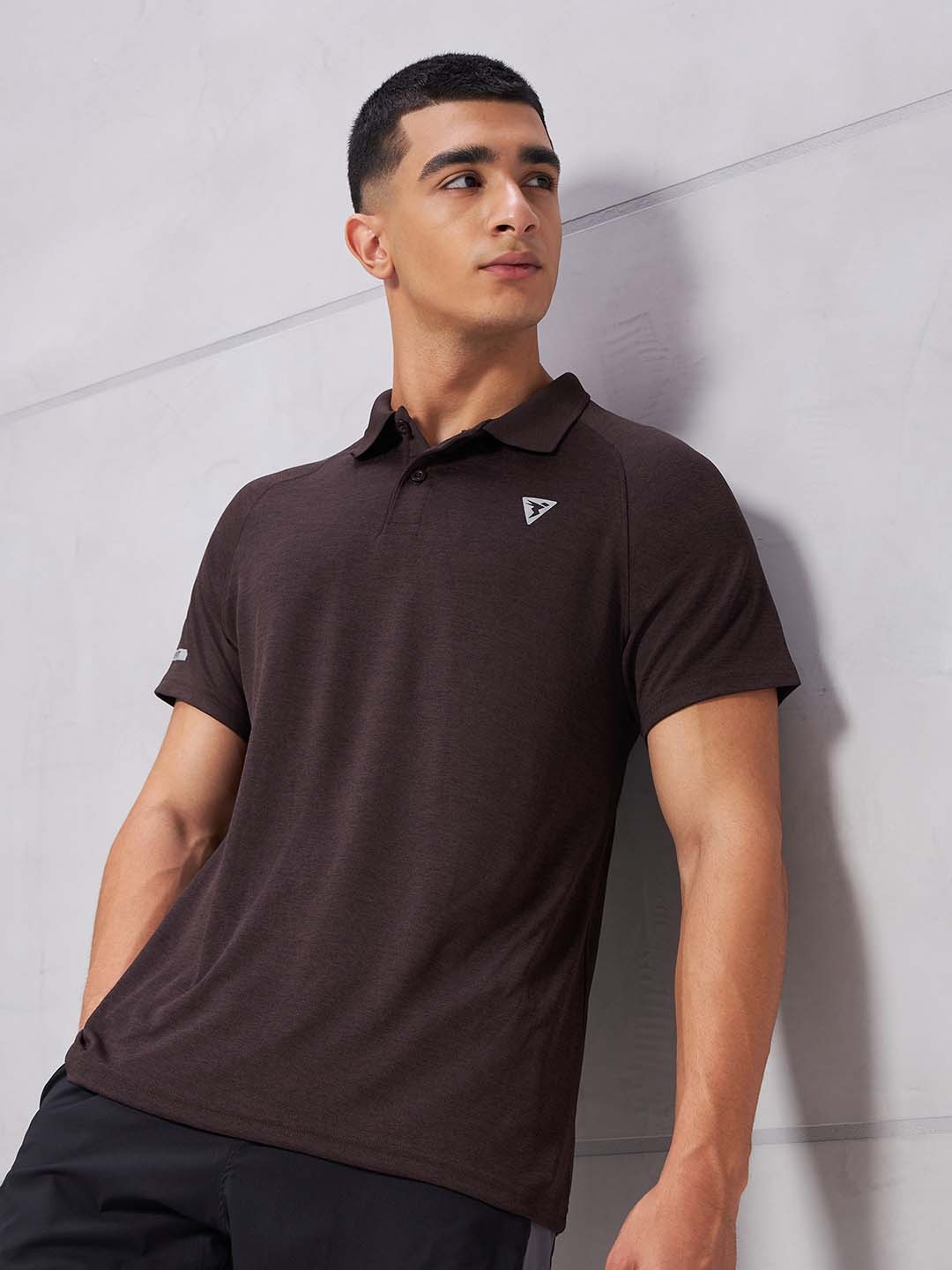 

Technosport SS'24 Polo Collar Raglan Sleeves Antimicrobial Slim Fit T-shirt, Coffee brown