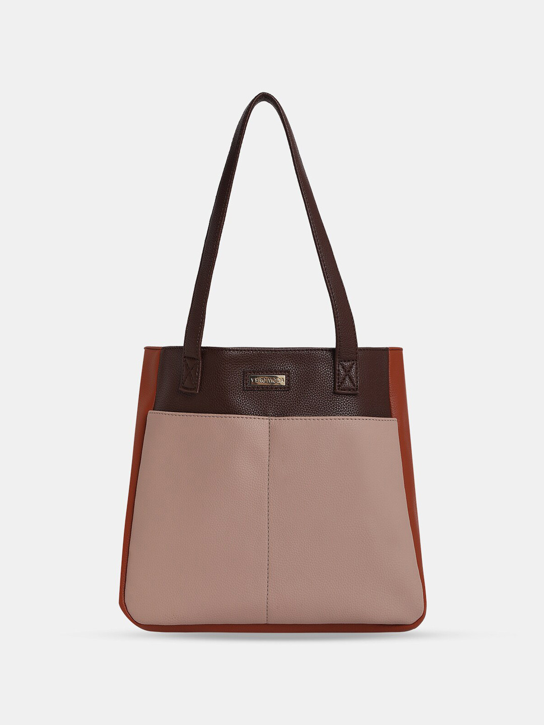 

Vero Moda Colourblocked Oversized Structured Tote Bag, Beige